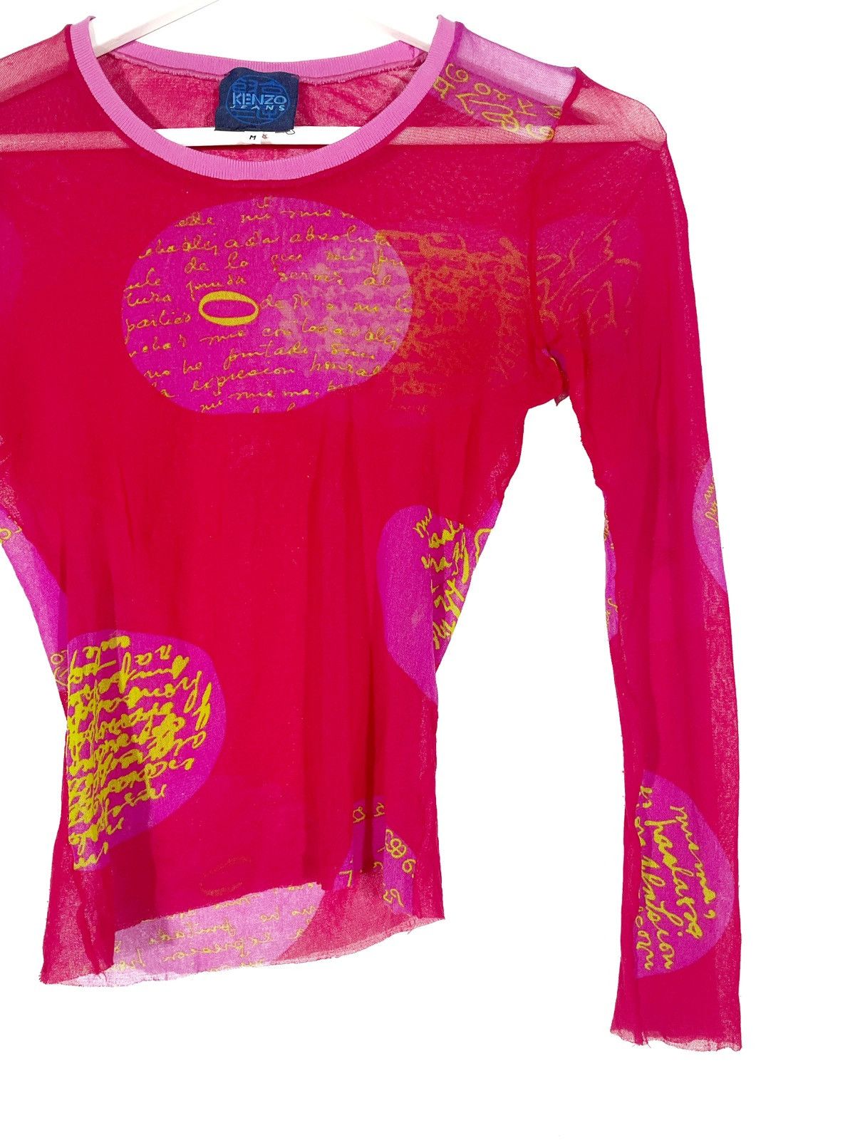Kenzo × Vintage Kenzo Women Long Sleeve Translucent Vintage Pink Glamour 90s Size M / US 6-8 / IT 42-44 - 3 Thumbnail
