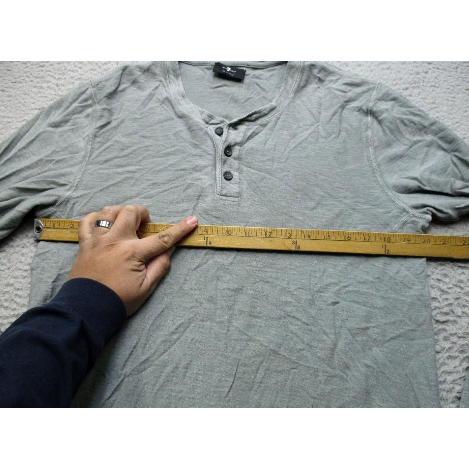 7 For All Mankind 7 For All Mankind Shirt Mens Large Gray Green Long Sleeve Henley Casual Soft Size US M / EU 48-50 / 2 - 7 Thumbnail
