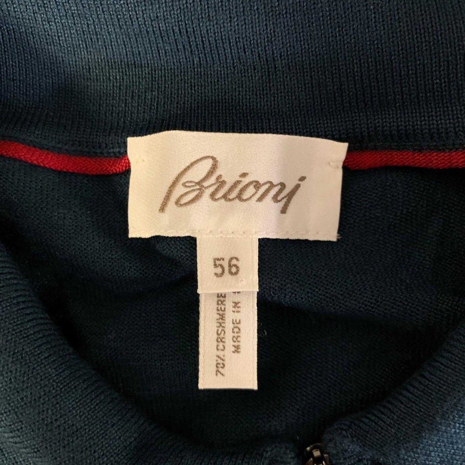 Brioni BRIONI XXL Blue Teal Cashmere Silk Quarter Zip Pullover Size US XL / EU 56 / 4 - 4 Thumbnail