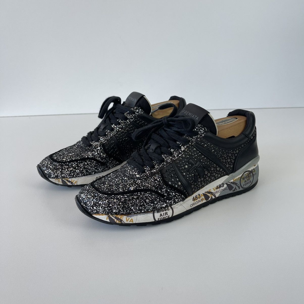 Premiata Premiata Glitter Leather Sneakers Black 2543 Women’s Italy Size US 8 / IT 38 - 1 Thumbnail