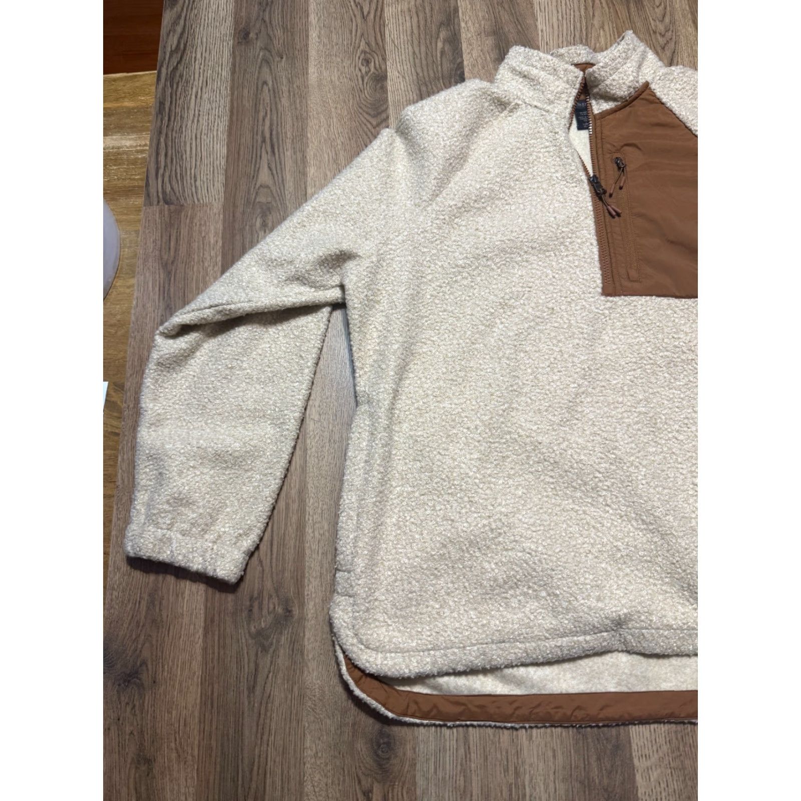 Vintage North End Sweater Women's XL Brown Tan Quarter Zipper Fleece Pullover Knit Shirt Mens? Size XL / US 12-14 / IT 48-50 - 3 Thumbnail