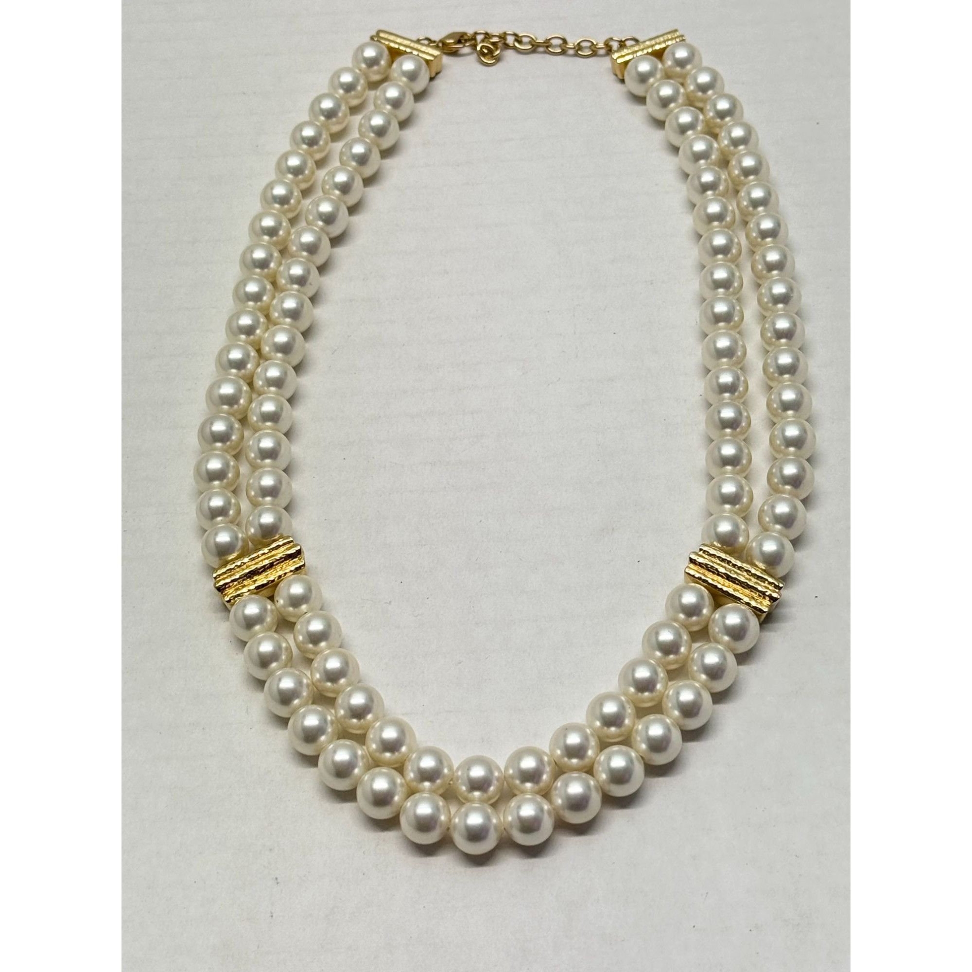 Vintage M & N 925 sterling silver faux pearl collar necklace Size ONE SIZE - 5 Thumbnail
