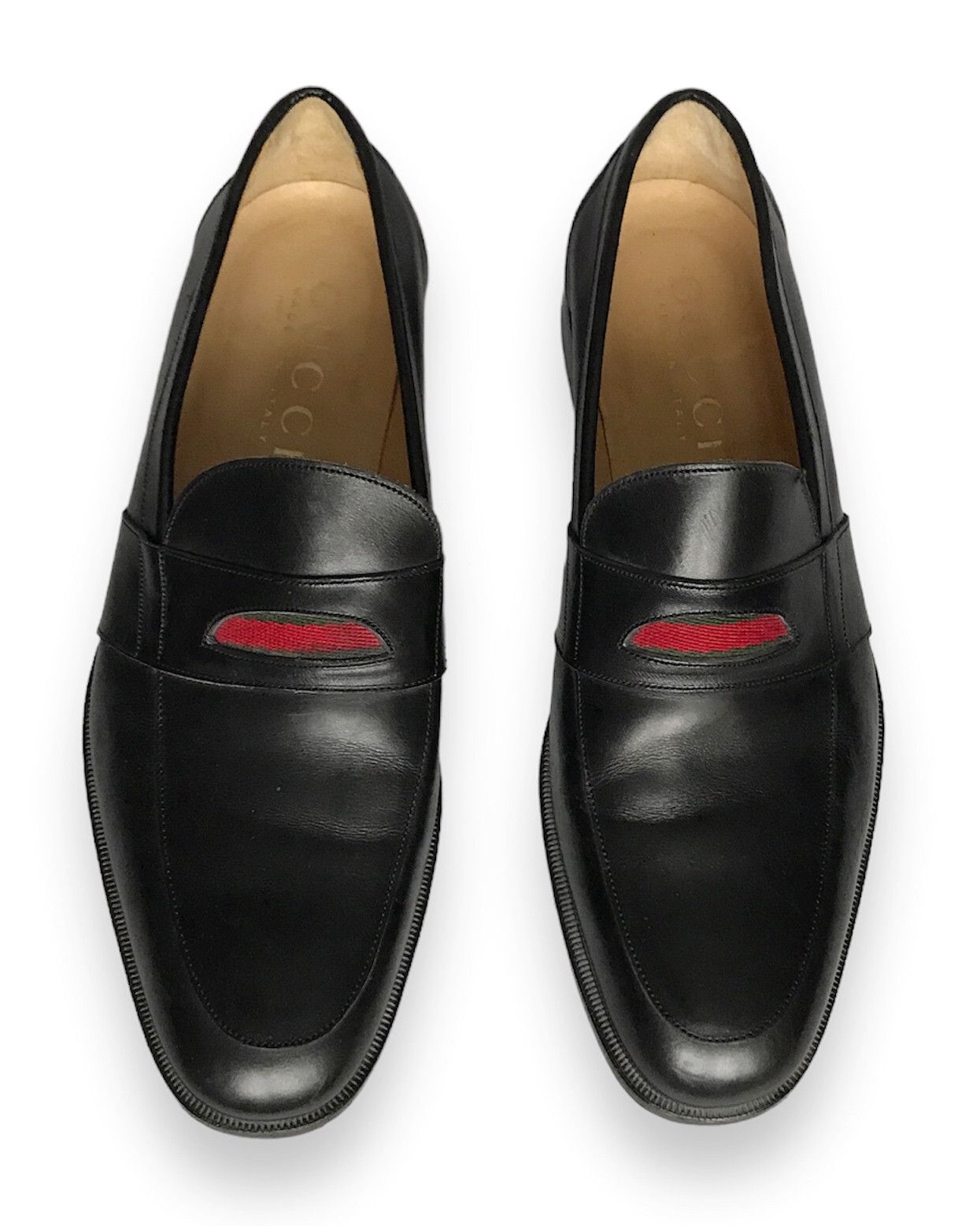 Gucci ICON GUCCI WEB SLIP ON LOAFERS BLACK SMOOTH LEATHER EU42 UK8 Size US 8.5 / EU 41-42 - 3 Thumbnail