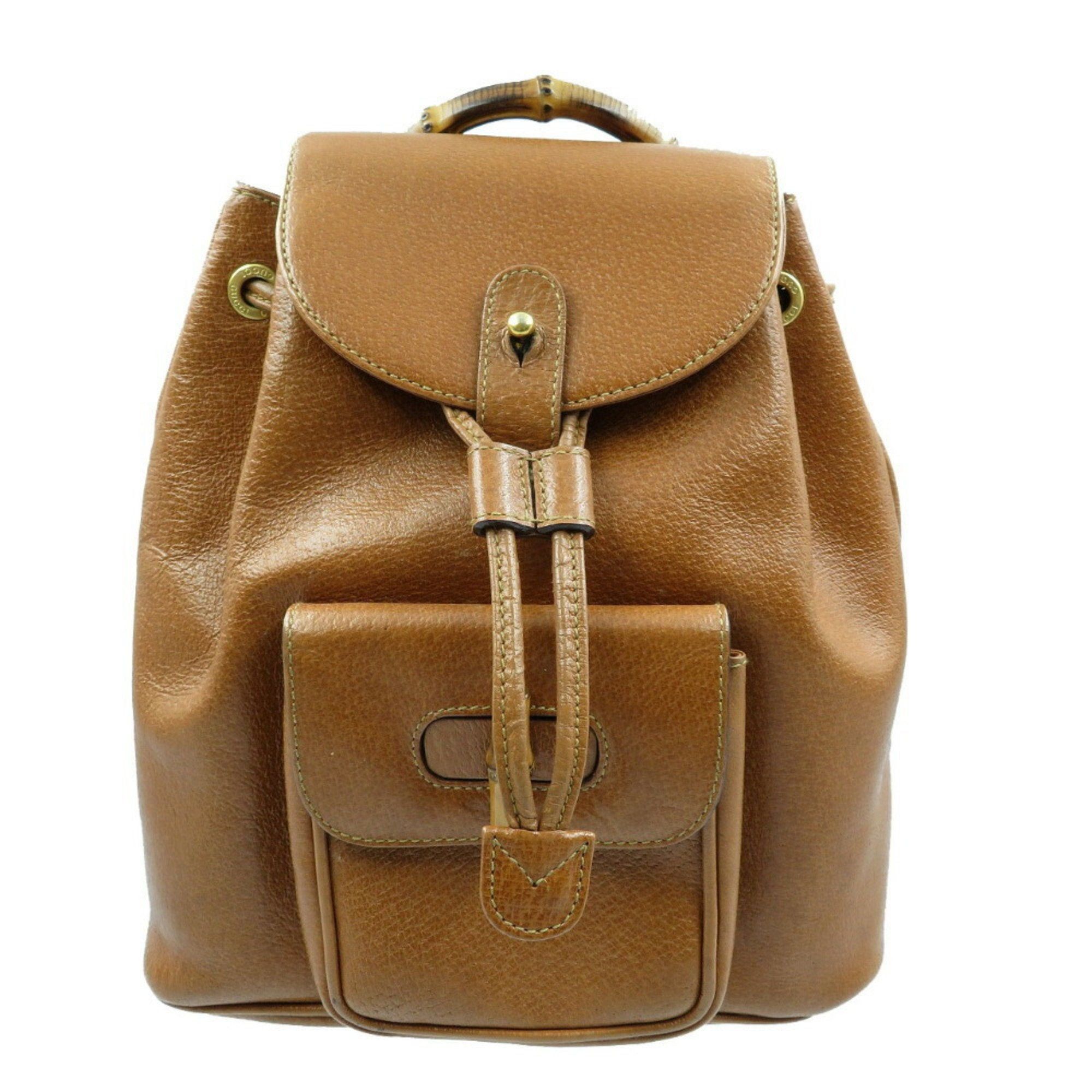image of Gucci Bamboo Leather Brown 03 2265 0030 Mini Rucksack Backpack Bag 0045 Gucci in Black, Women's