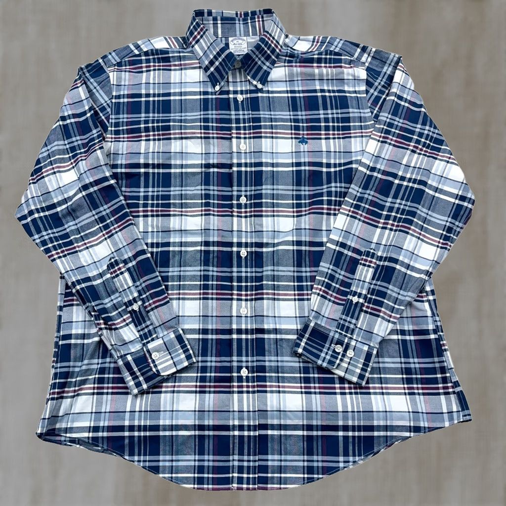 Brooks Brothers Brooks Brothers Shirt Men XL Blue Button-Down Oxford OCBD Regent Plaid Regular Pattern Adult XL Blue) Size US XL / EU 56 / 4 - 1 Thumbnail