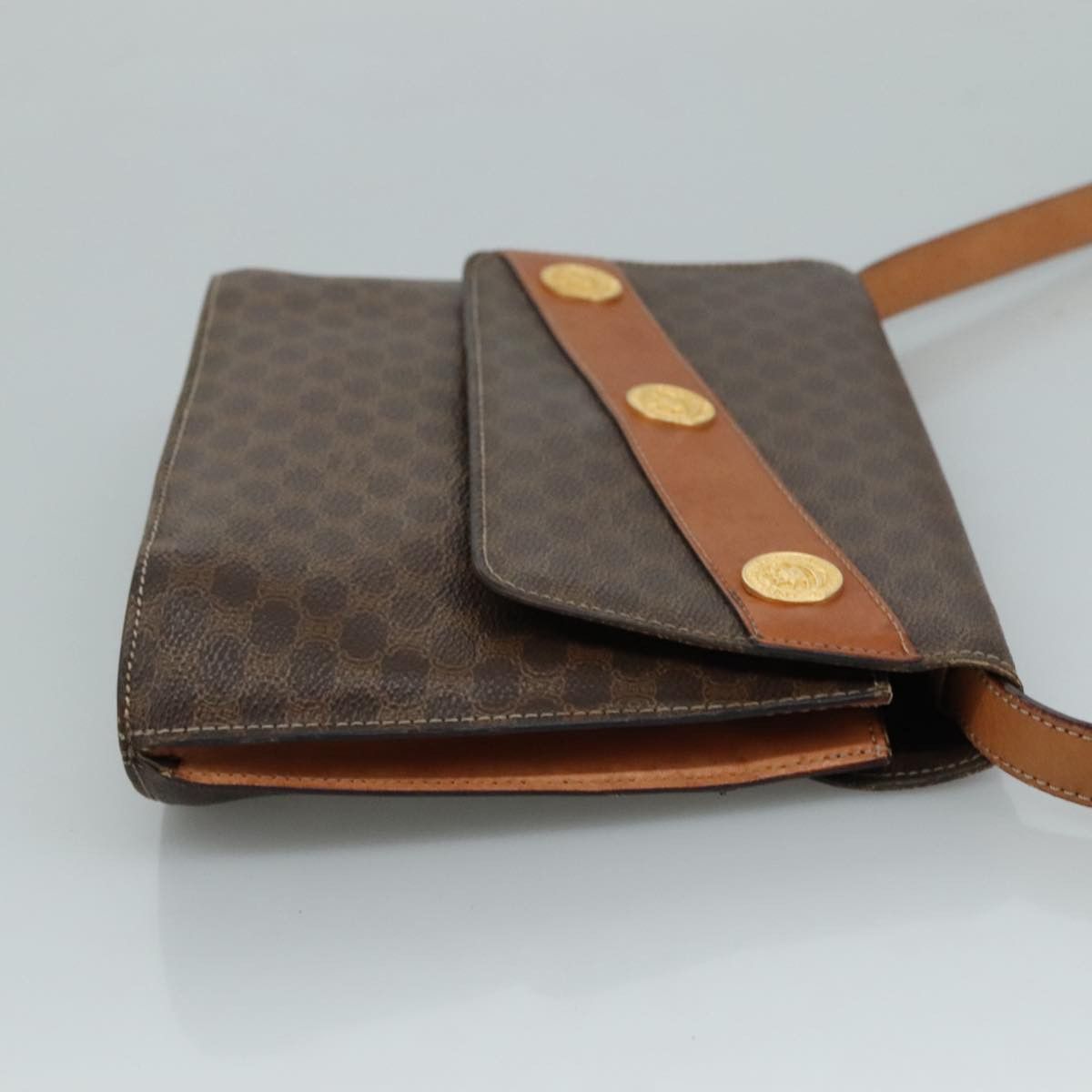 Celine CELINE Macadam Canvas Shoulder Bag Pvc Leather Gold Brown Size ONE SIZE - 3 Thumbnail