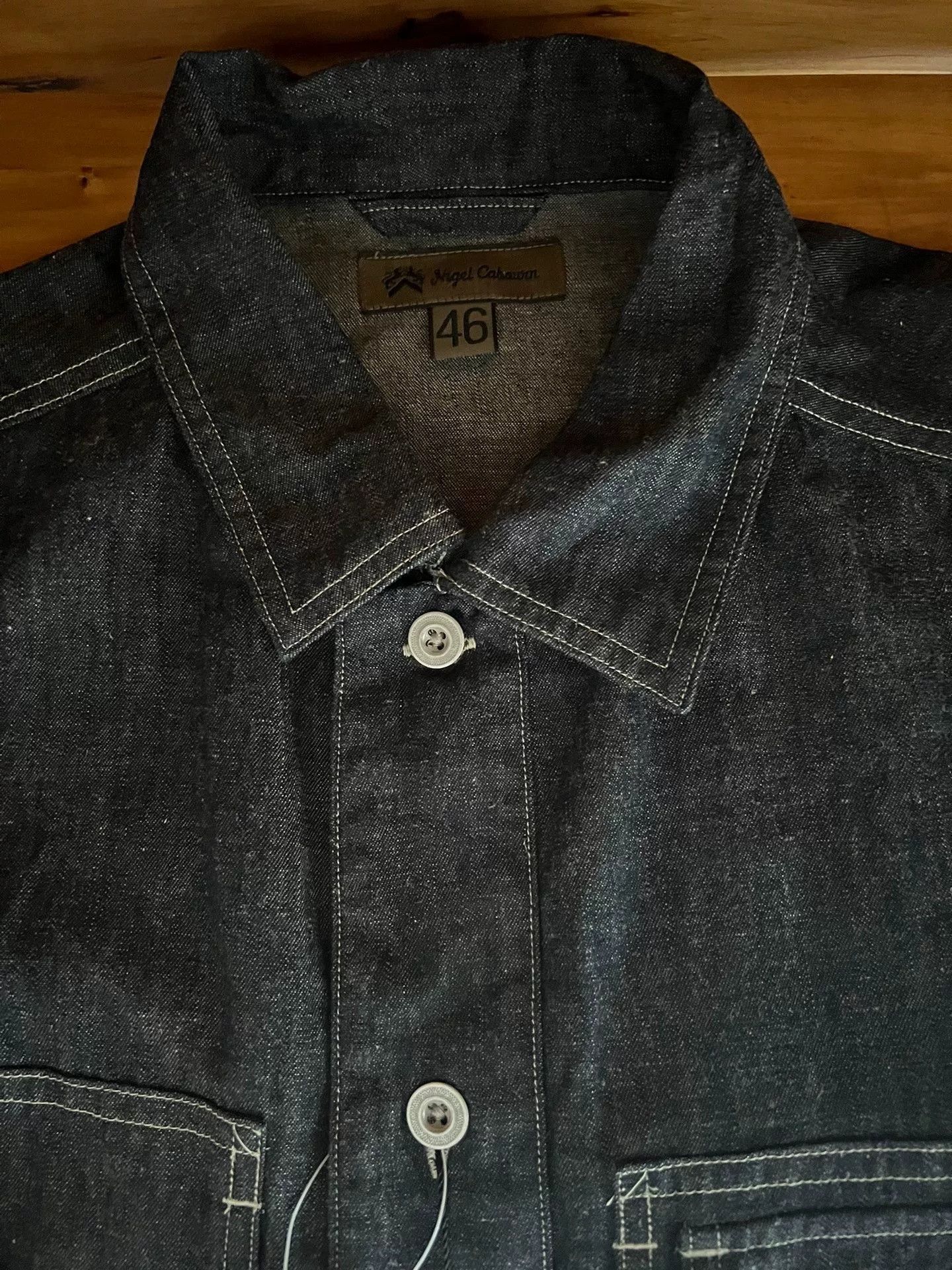 Nigel Cabourn Nigel Cabourn Patchwork Denim Short-Sleeve Utility Shirt Size US S / EU 44-46 / 1 - 9 Thumbnail