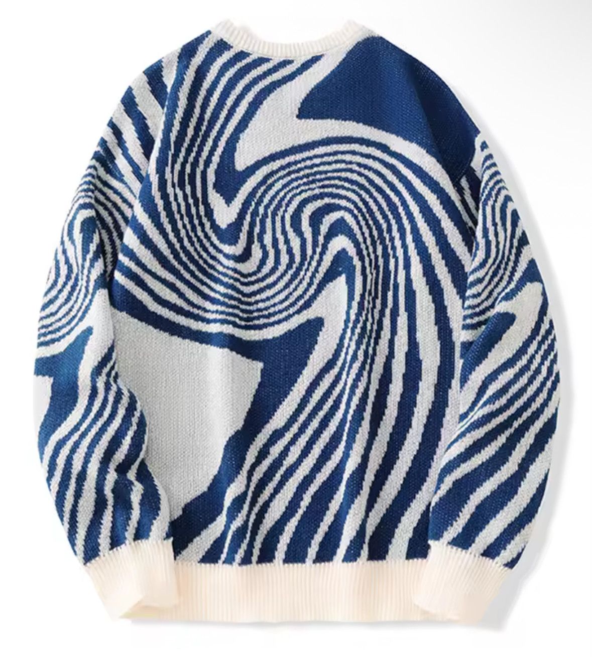 Japanese Brand Street Vintage Blue Maze Sweater Jacquard Knitted Sweatshirt Size US XL / EU 56 / 4 - 2 Thumbnail