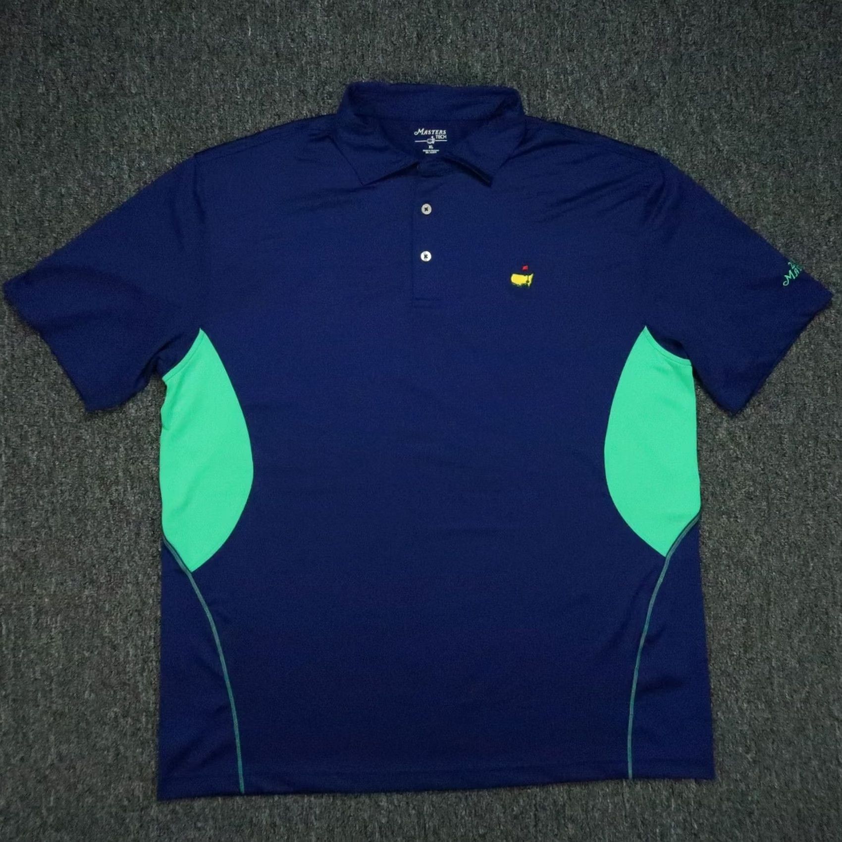 Vintage Masters Tech Shirt Mens XL Blue Green Performance Polo 2015 Golf Athletic Short Sleeve Button Collared VINTAGE: No Size US XL / EU 56 / 4 - 2 Thumbnail
