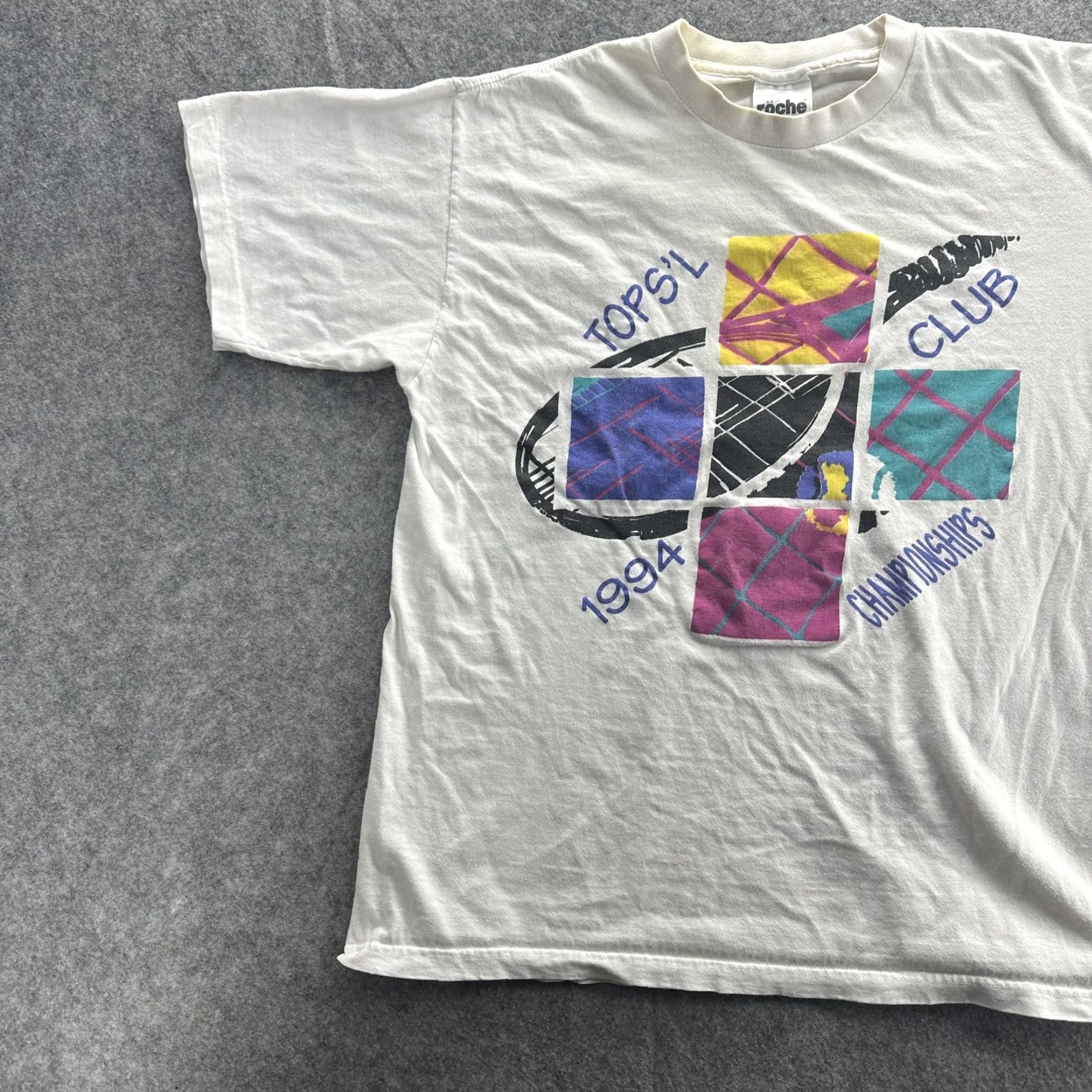 Vintage VINTAGE Röche Shirt Mens Large White 90s TOPS'L Club Tennis Championships TCBY Graphic Print Retro Size US L / EU 52-54 / 3 - 3 Thumbnail
