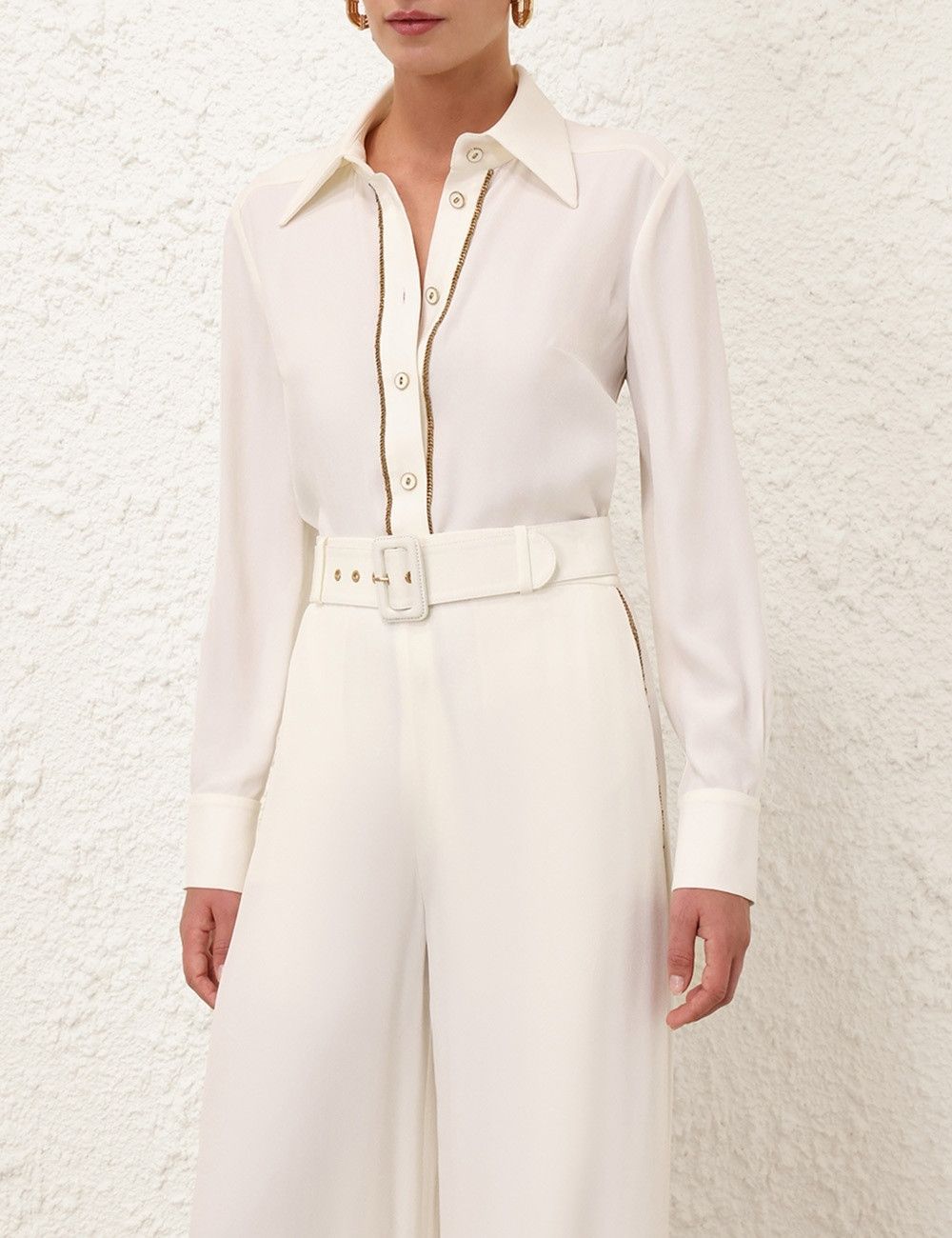 Zimmermann oc11z0825 Chain Blouse in Cream Size L / US 10 / IT 46 - 2 Thumbnail