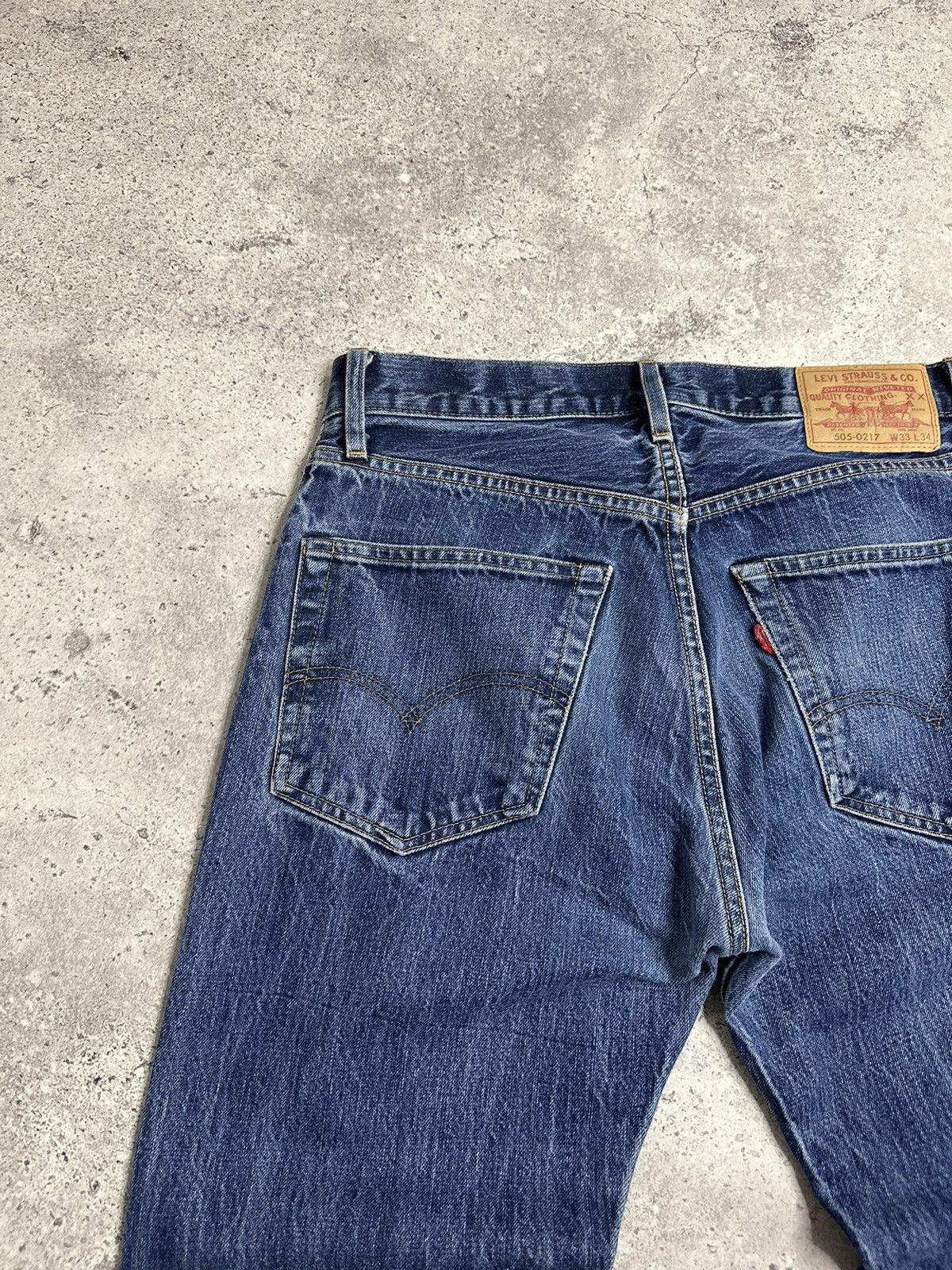 Levi's Levi’s 505 0217 Big E Denim Blue Distressed Selvedge Pants Size US 33 - 7 Thumbnail