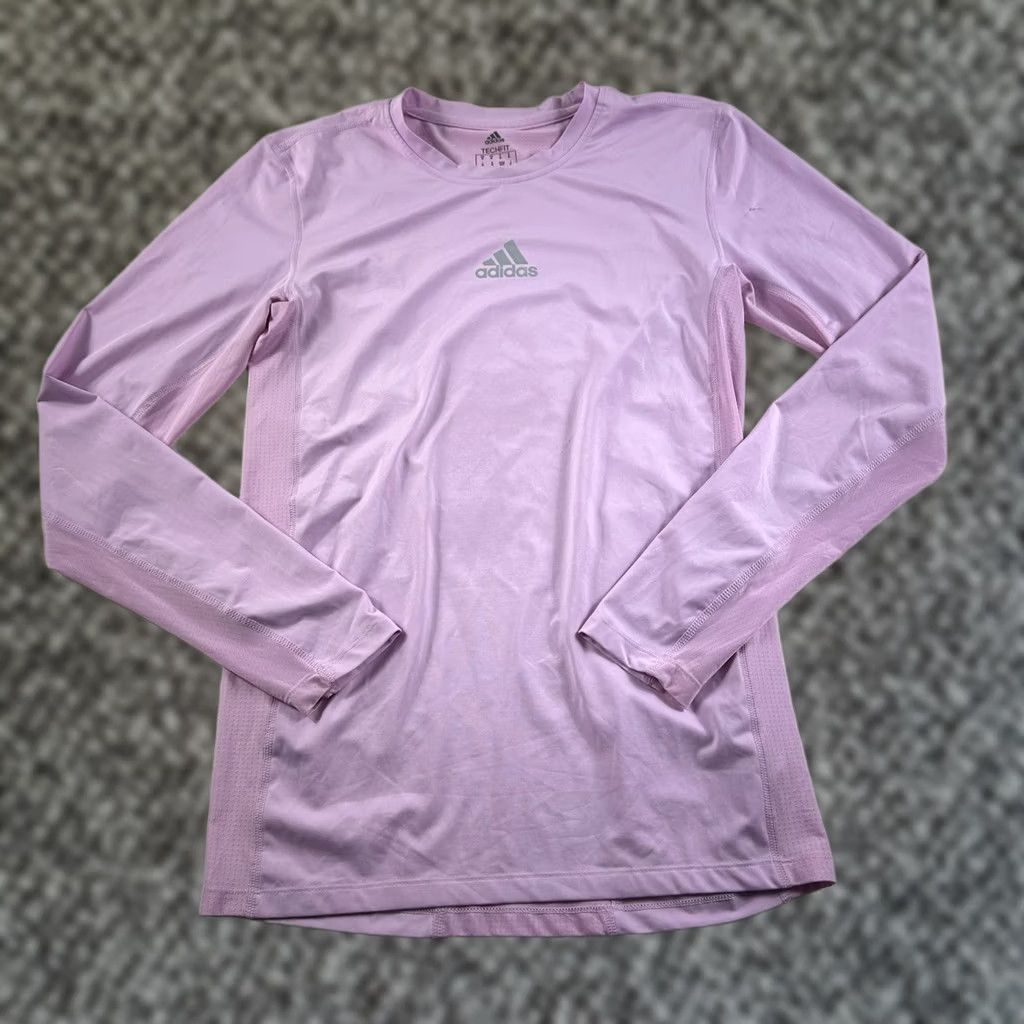 Adidas adidas Soccer Top LS Mens Medium Pink Active TechFit Stretch Training TF Futbol TF Compression Soccer Size US M / EU 48-50 / 2 - 1 Thumbnail