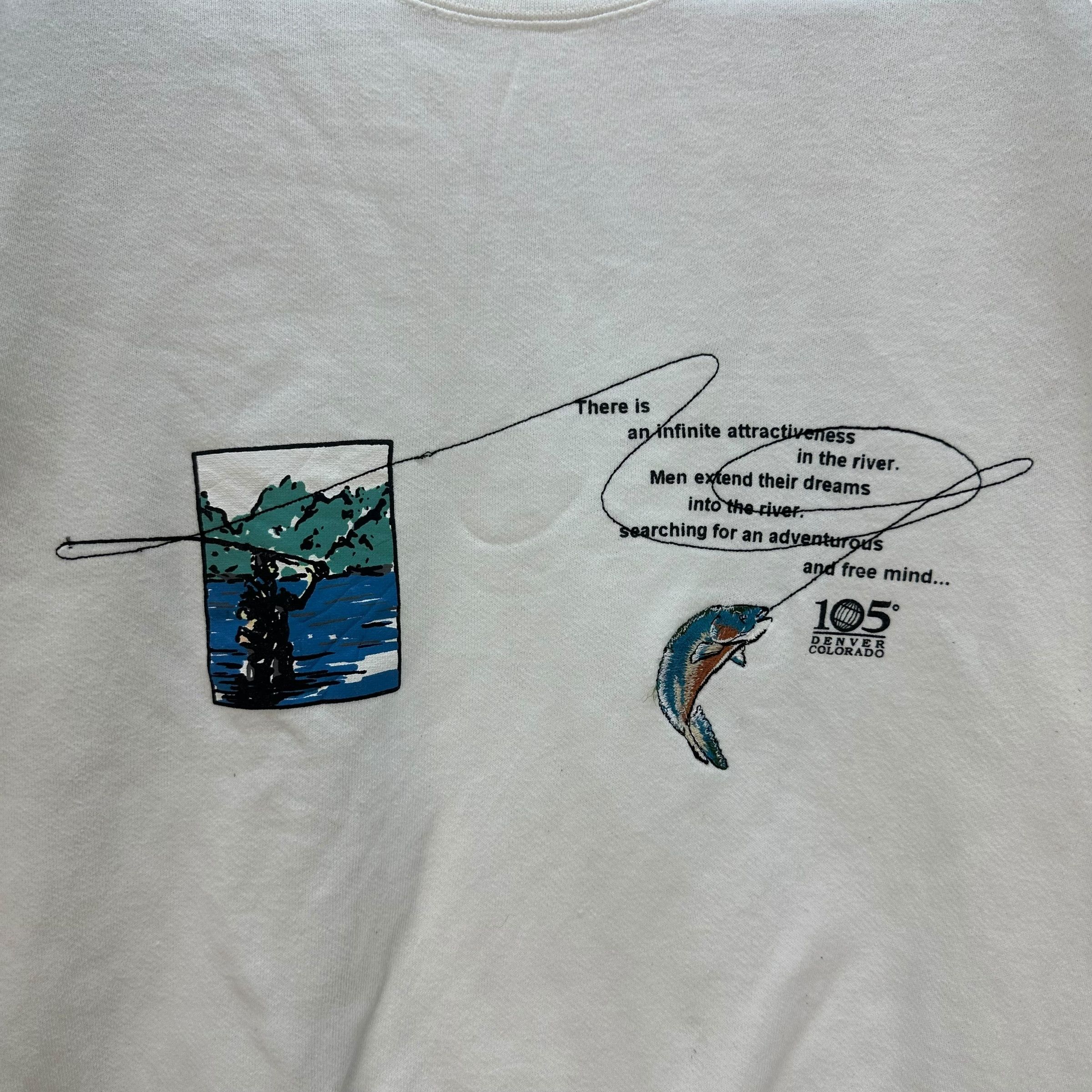 Japanese Brand 105 DENVER COLORADO FLY FISHING GRAPHIC SWEATSHIRT #8717-022 Size US M / EU 48-50 / 2 - 3 Thumbnail