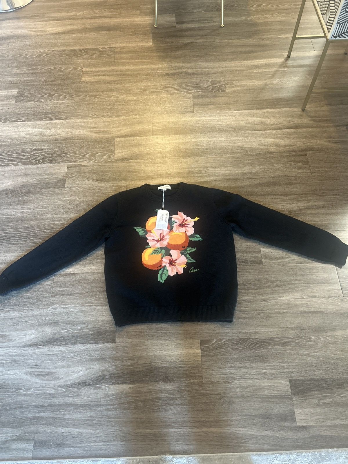 Casablanca Casablanca Orange Intarsia Knit Sweater – Black (XXL) Size US XXL / EU 58 / 5 - 1 Thumbnail
