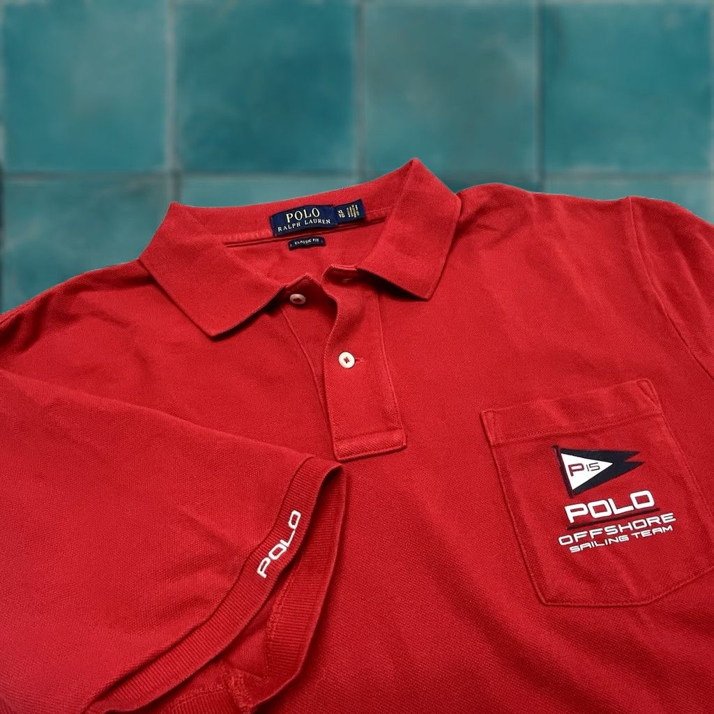 Polo Ralph Lauren Ralph Lauren Polo Shirt Mens XL Classic Fit Red Offshore Sailing Team Pique EUC Size US XL / EU 56 / 4 - 1 Thumbnail