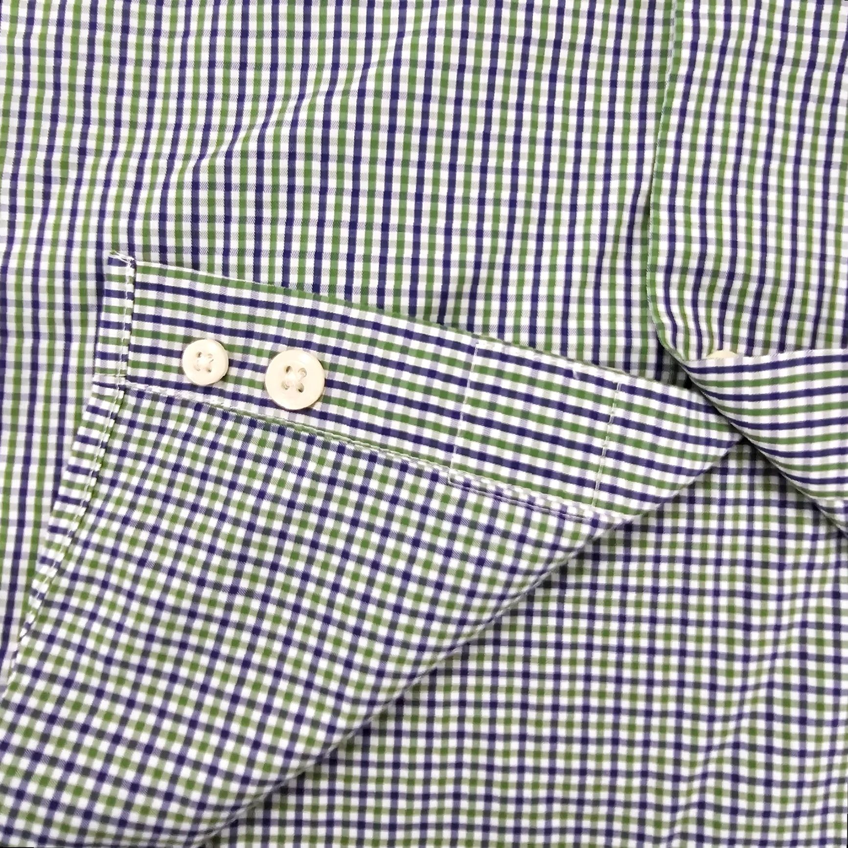 Peter Millar Peter Millar Shirt Mens Large Green Blue Micro Check Woven Button Down Cotton Size US L / EU 52-54 / 3 - 7 Thumbnail