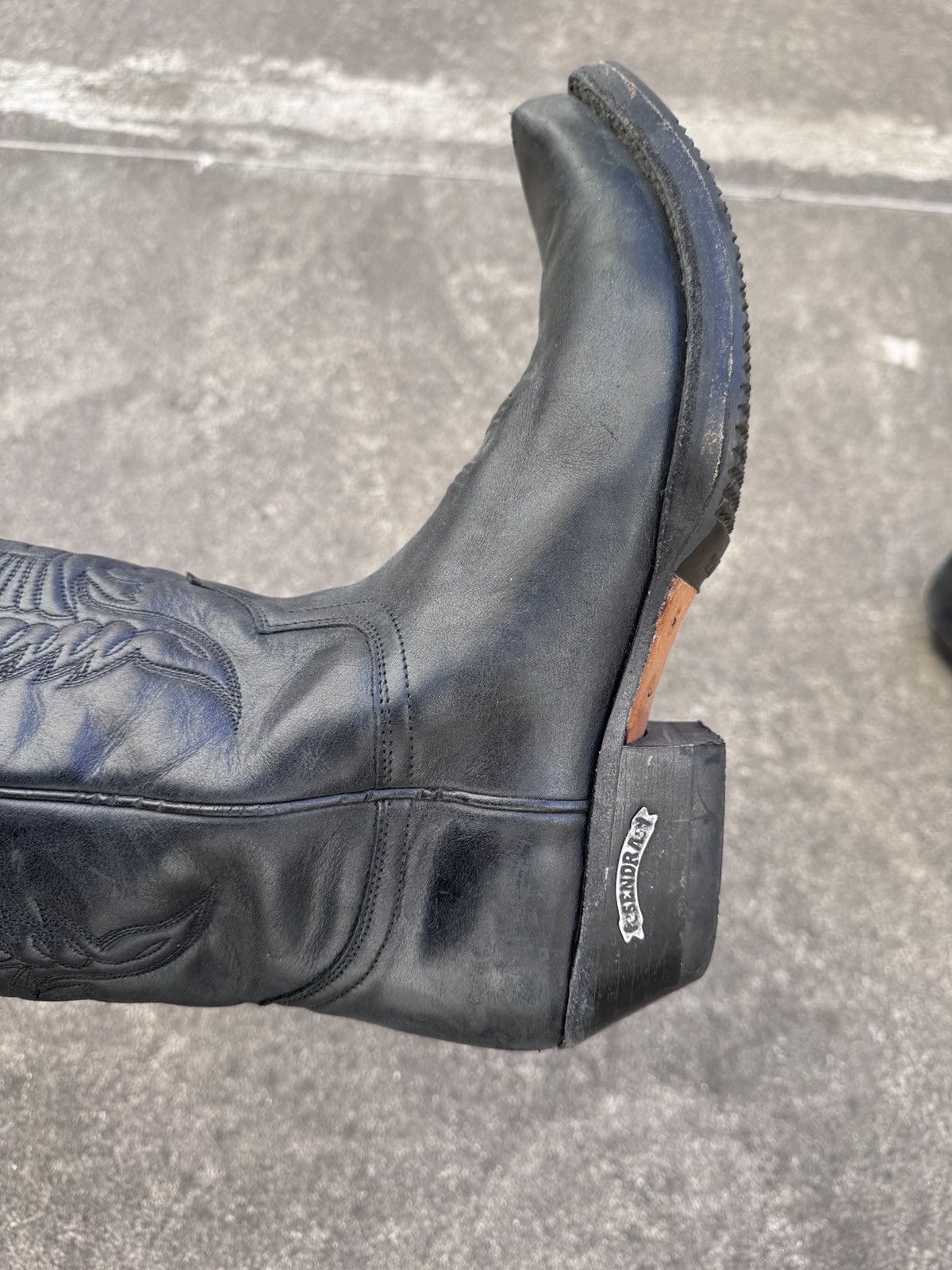 Sendra Sendra Handcrafted Black Leather Snip-Toe Western Boots Size US 10 / IT 40 - 2 Thumbnail