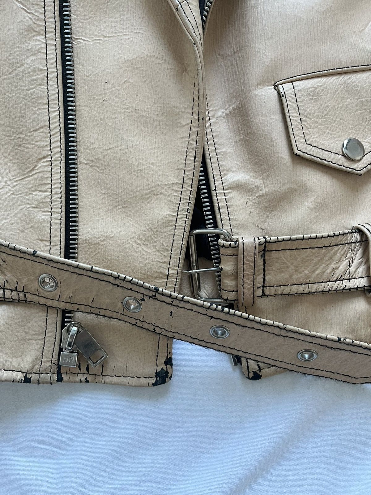 Enfants Riches Deprimes Enfants Riches Deprimes Cream Painted Leather Jacket Size US M / EU 48-50 / 2 - 8 Thumbnail