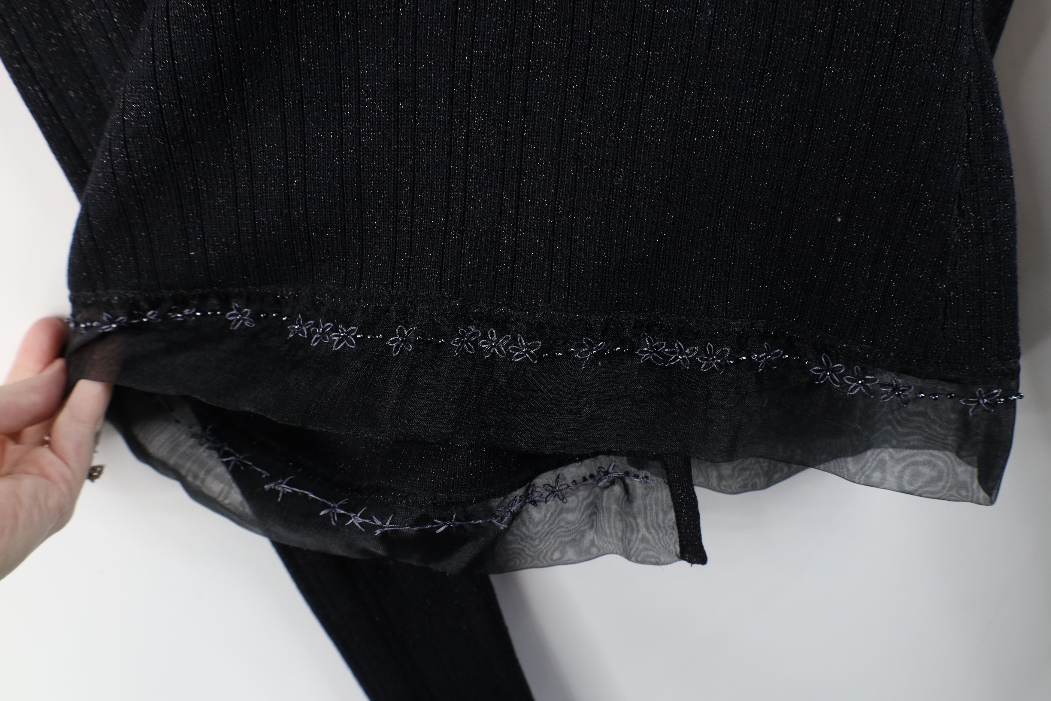 Vintage Vintage 90s Cache Flower Lace Ribbed Knit Cardigan Sweater Size M / US 6-8 / IT 42-44 - 9 Thumbnail