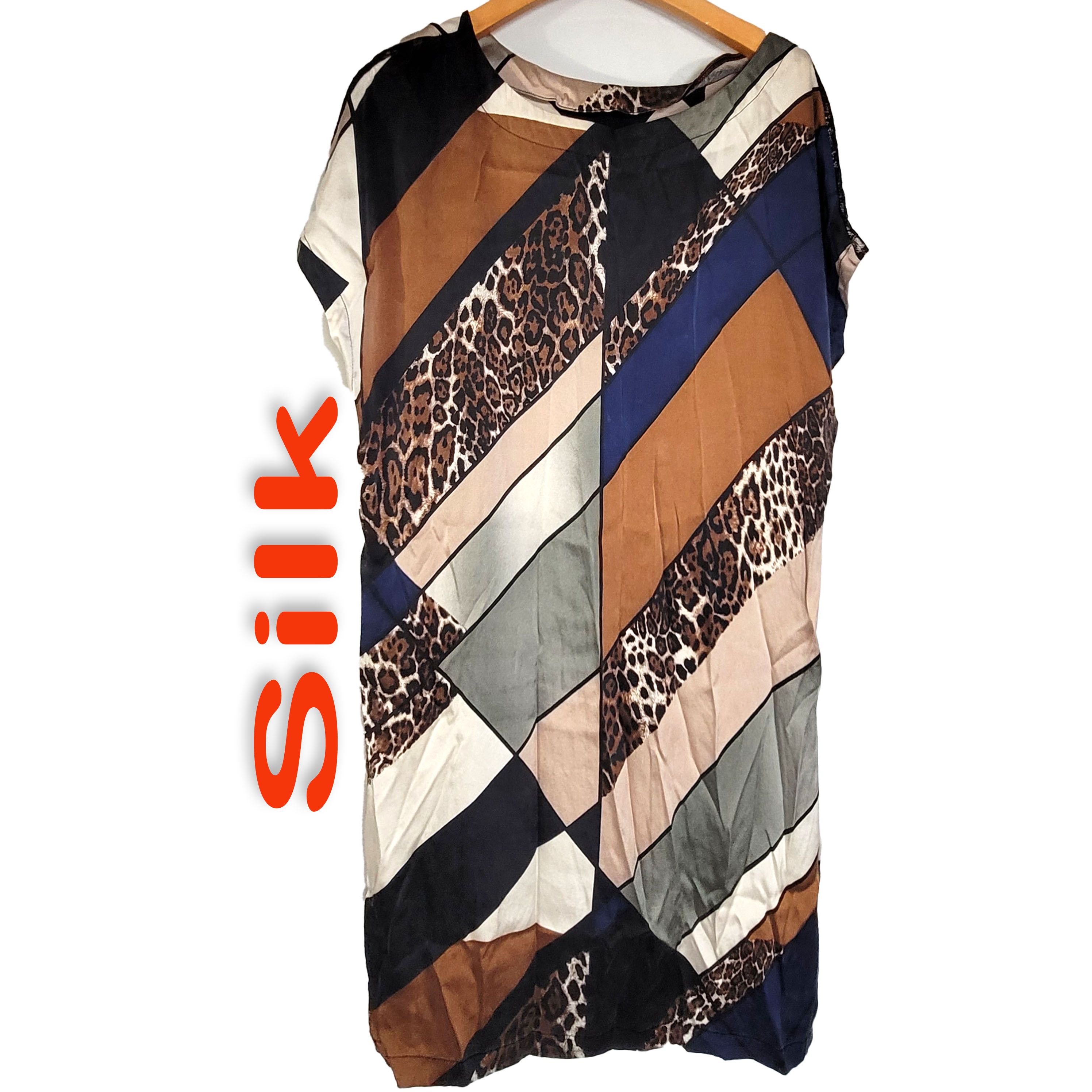 Other Women's Silk Size XL Short Sleeve Satin Dress SDK361 Size XL / US 12-14 / IT 48-50 - 1 Thumbnail