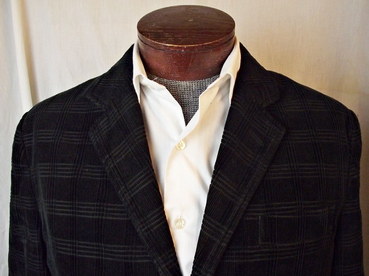 Marc Ecko NEW Mens Textured Corduroy Blazer Black Medium-Large Size 42R - 3 Thumbnail