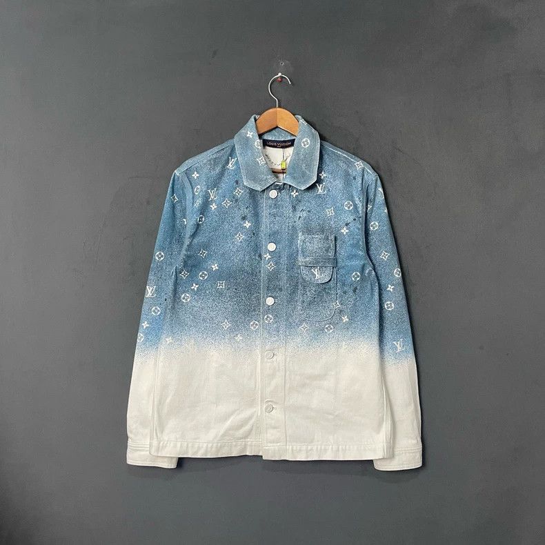 Louis Vuitton Louis Vuitton White and blue gradient full print denim jac Size US XS / EU 42 / 0 - 1 Thumbnail