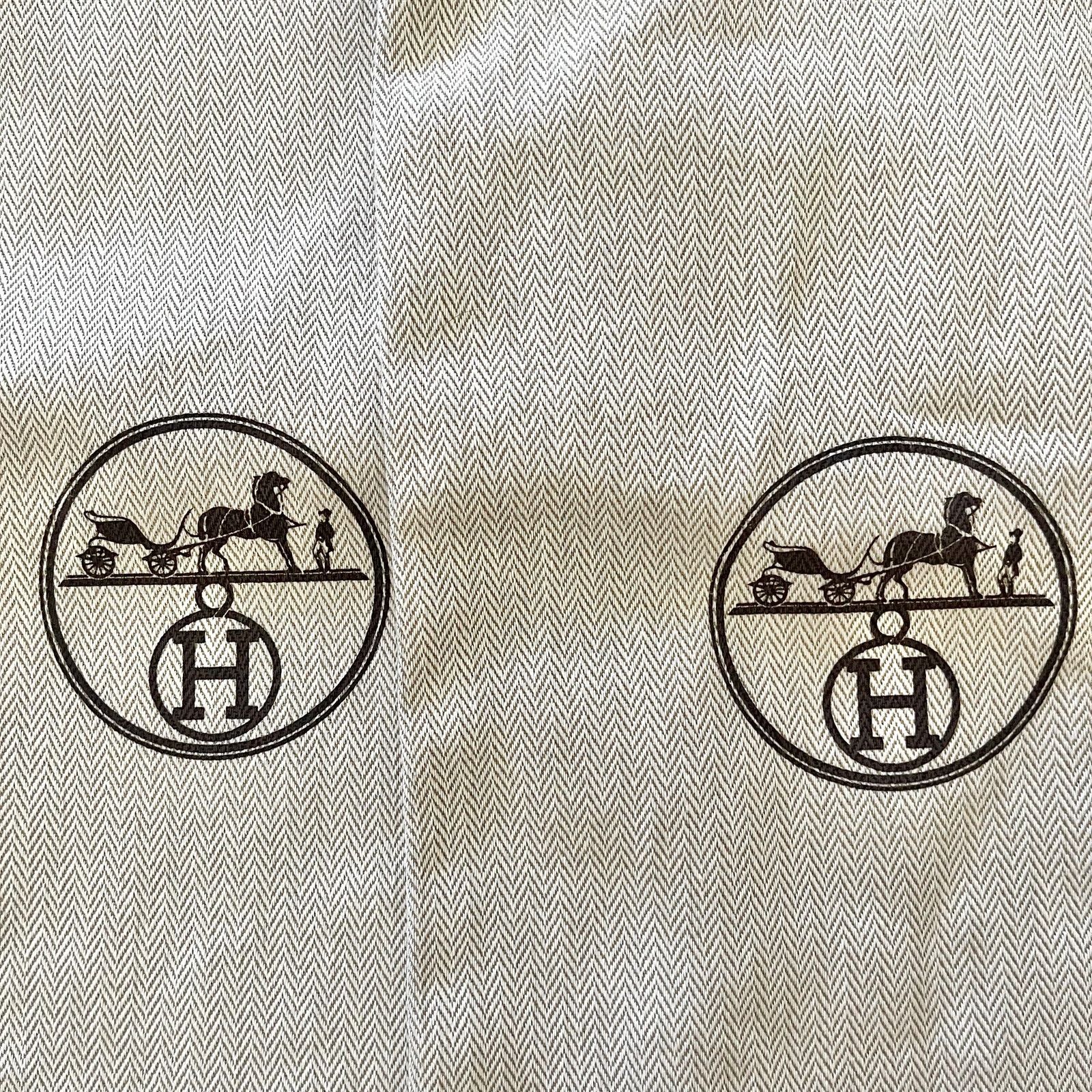 Hermes Hermès Calèche Beige Herringbone Shoe Dust Bag Set - 2 Bags Size ONE SIZE - 4 Thumbnail