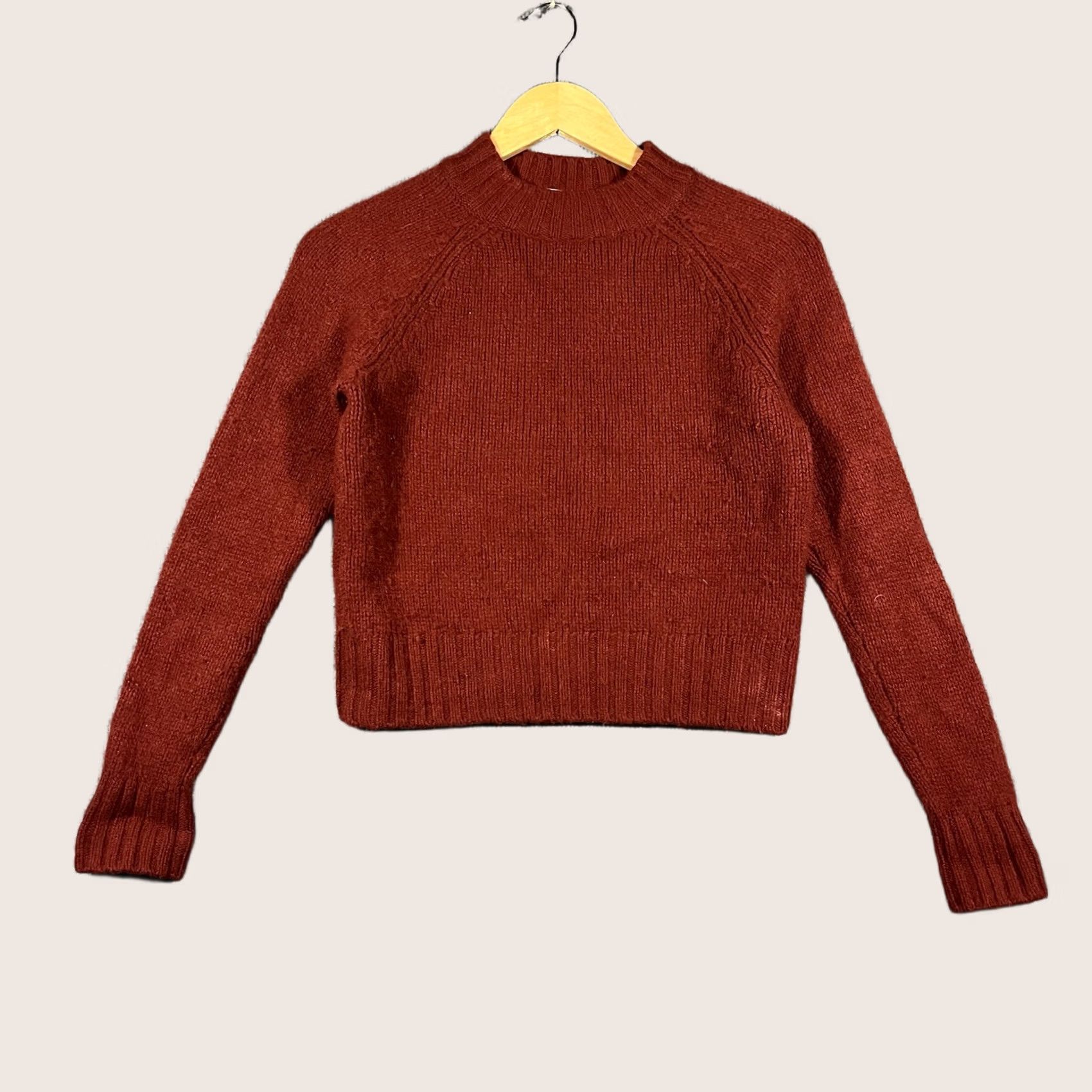Vince Vince Womens Cashmere Shrunken Mock Neck Sweater Size S Pullover Raglan Long Sleeve Ivory Knit Cropped Regular Fit Size S / US 4 / IT 40 - 1 Thumbnail