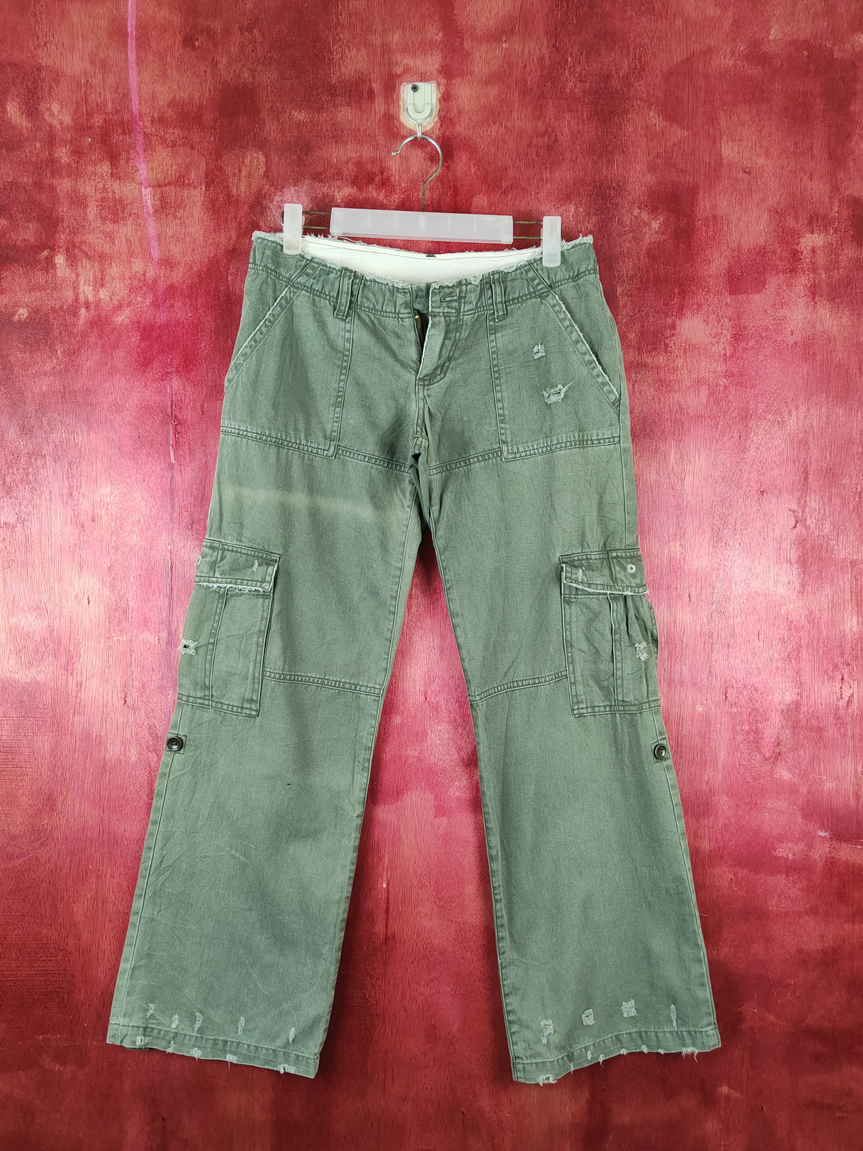 Japanese Brand Sally's Green Multipocket Tactical Cargo Pants #S2396 Size 28" / US 6 / IT 42 - 1 Thumbnail