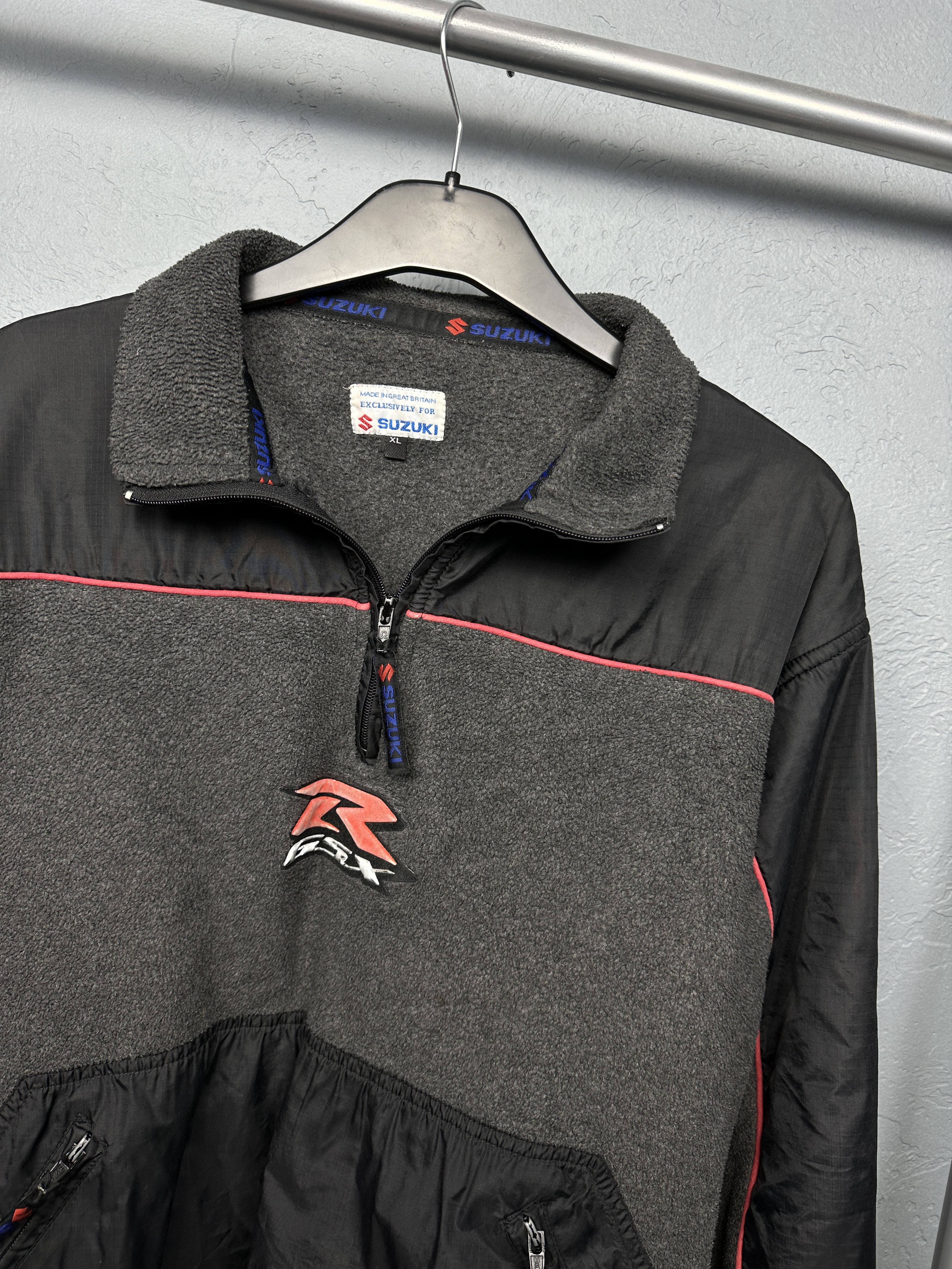 Japanese Brand Suzuki GSX R 90s Vintage Mens Fleece Jacket Size US XL / EU 56 / 4 - 2 Thumbnail