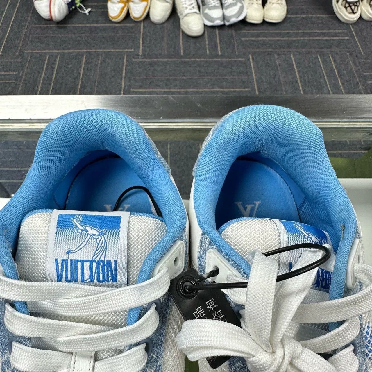 Louis Vuitton LV Trainer White Blue Denim Velcro Size US 9 / EU 42 - 5 Thumbnail