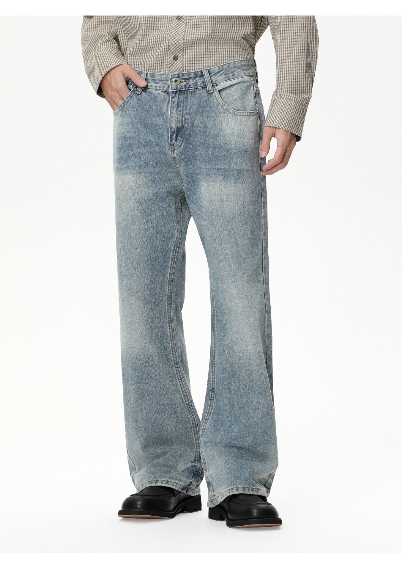 Japanese Brand Men's high street vibe slim-fit washed flared jeans Size US 32 / EU 48 - 2 Thumbnail