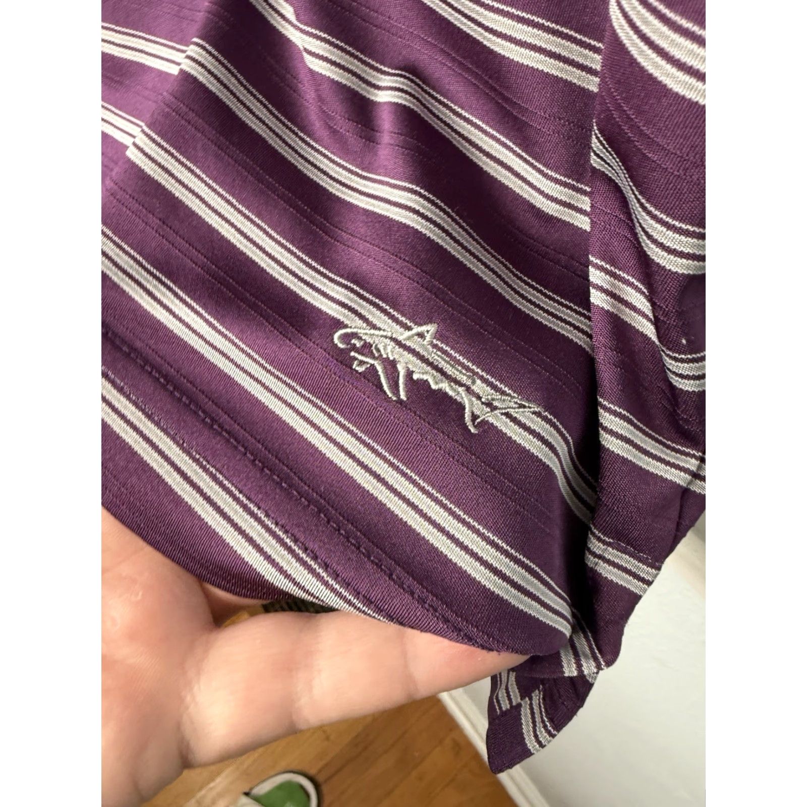 Vintage Greg Norman Polo Shirt Mens L Golf Logo Purple Striped Harbor Town Size US L / EU 52-54 / 3 - 4 Thumbnail