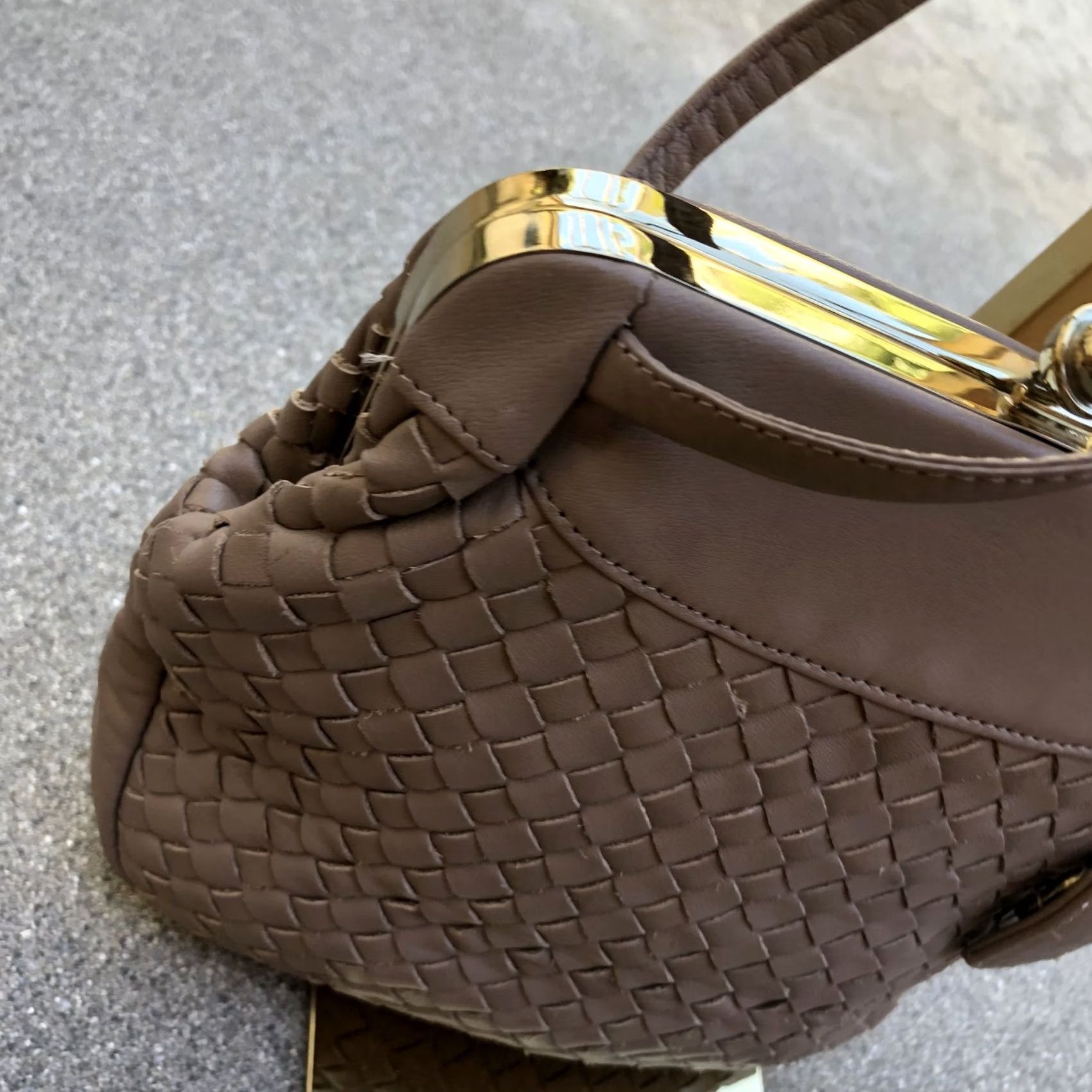 Frame VINTAGE Carriage Court Shoulder Bag Brown Leather Purse Crossbody Clasp Frame Woven Size ONE SIZE - 3 Thumbnail