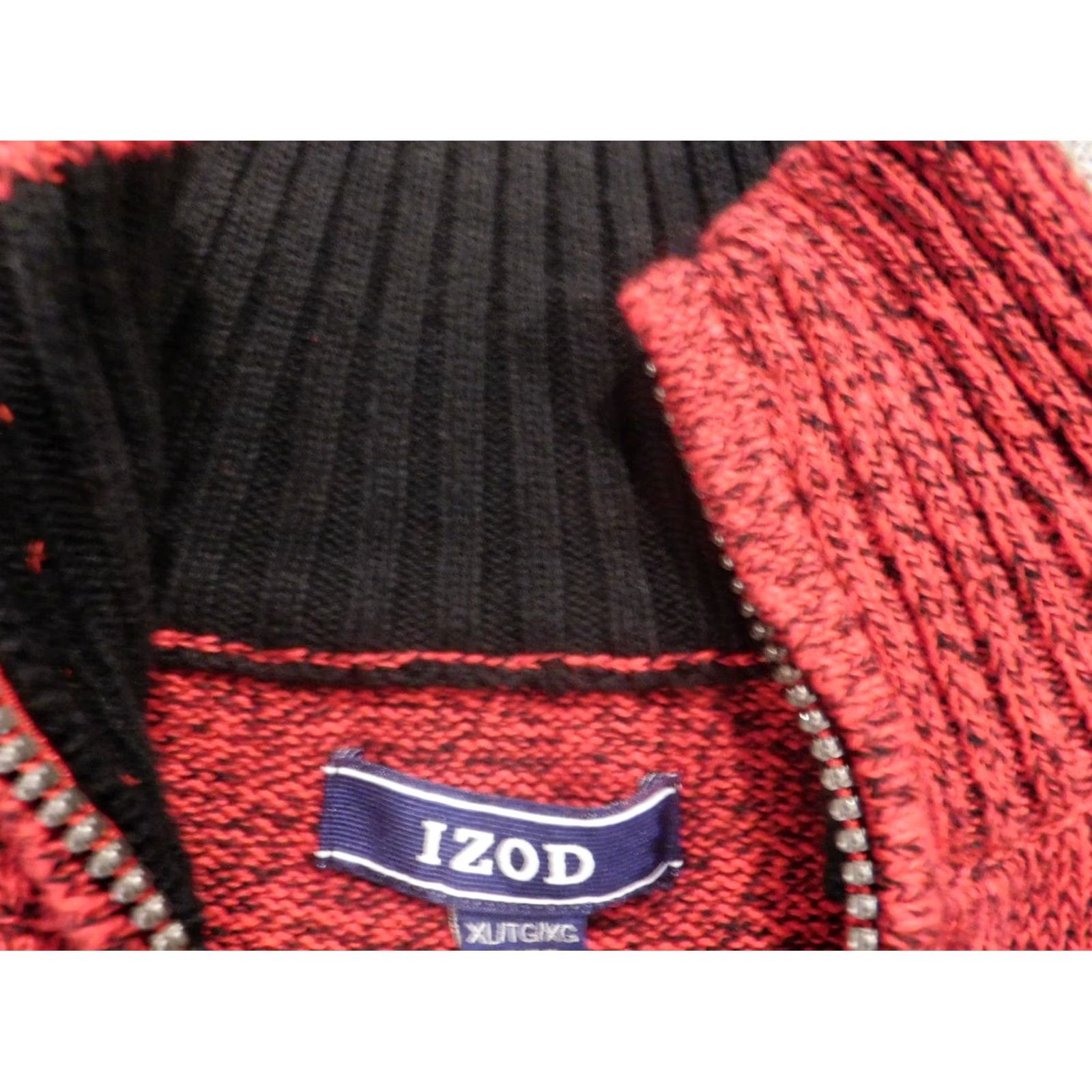 Izod VINTAGE IZOD Womens Sweater XL Red Pullover Mock Neck Puff Sleeve Cotton Knit Stretch Open Bow Button Size XL / US 12-14 / IT 48-50 - 4 Thumbnail