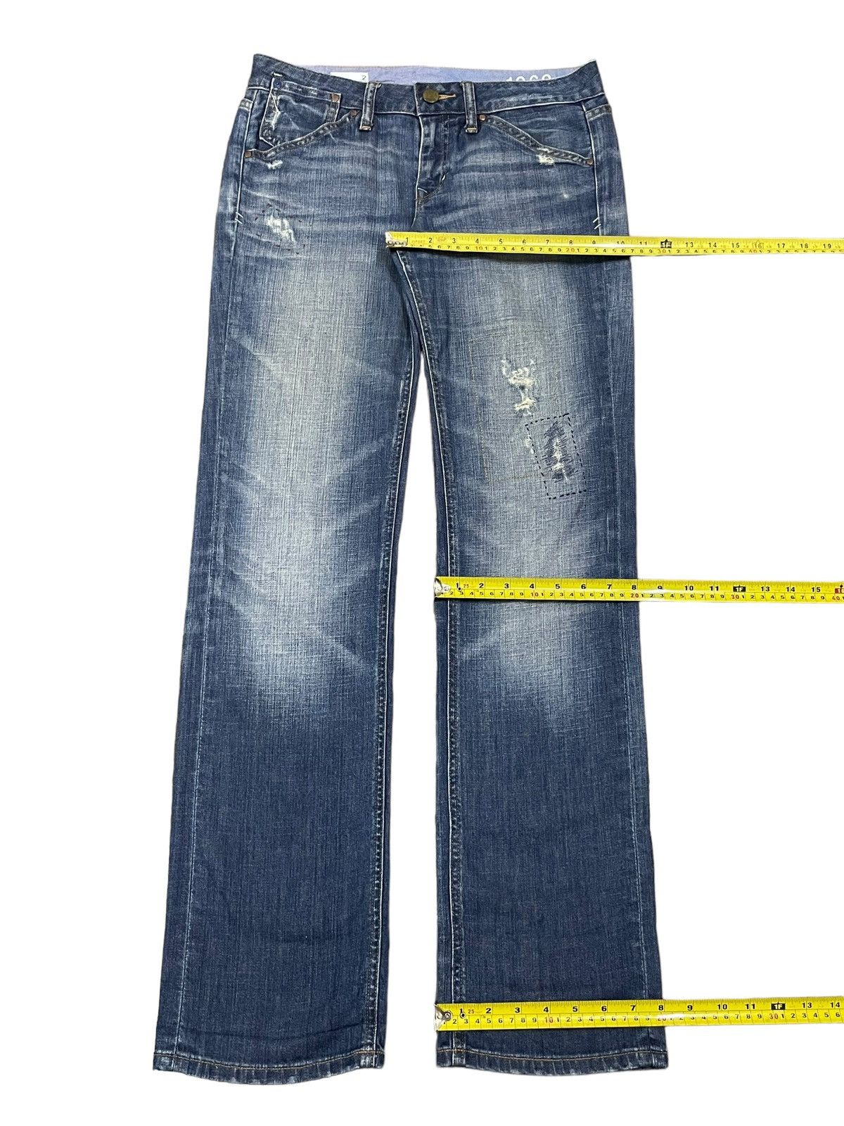 Balenciaga × Gap × Kanye West Vintage Y2K Gap 1960 Easy Straight BlueWash Distressed Jeans Size 31" - 16 Thumbnail