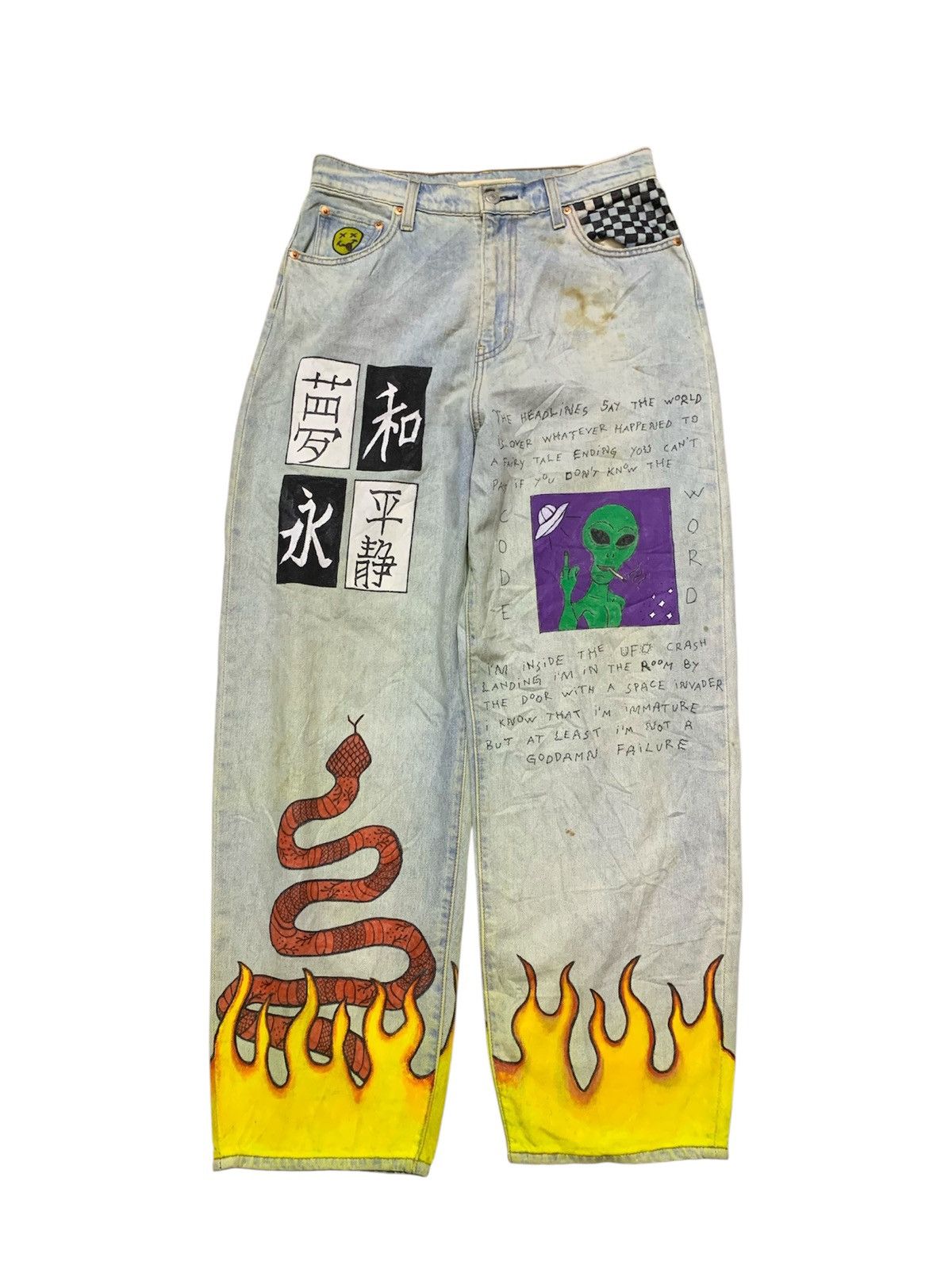 Levi's Levi’s Premium Big E Balloon Leg Custom Painted Size US 29 - 1 Thumbnail