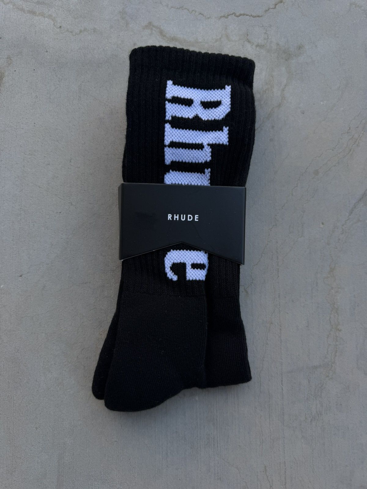 Rhude Rhude Logo Knit Socks – Black | Brand New Size ONE SIZE - 1 Thumbnail