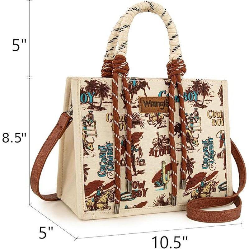 Wrangler New Wrangler Tan Canvas Aloha Coconut Tote/ Shoulder Bag Size ONE SIZE - 3 Thumbnail