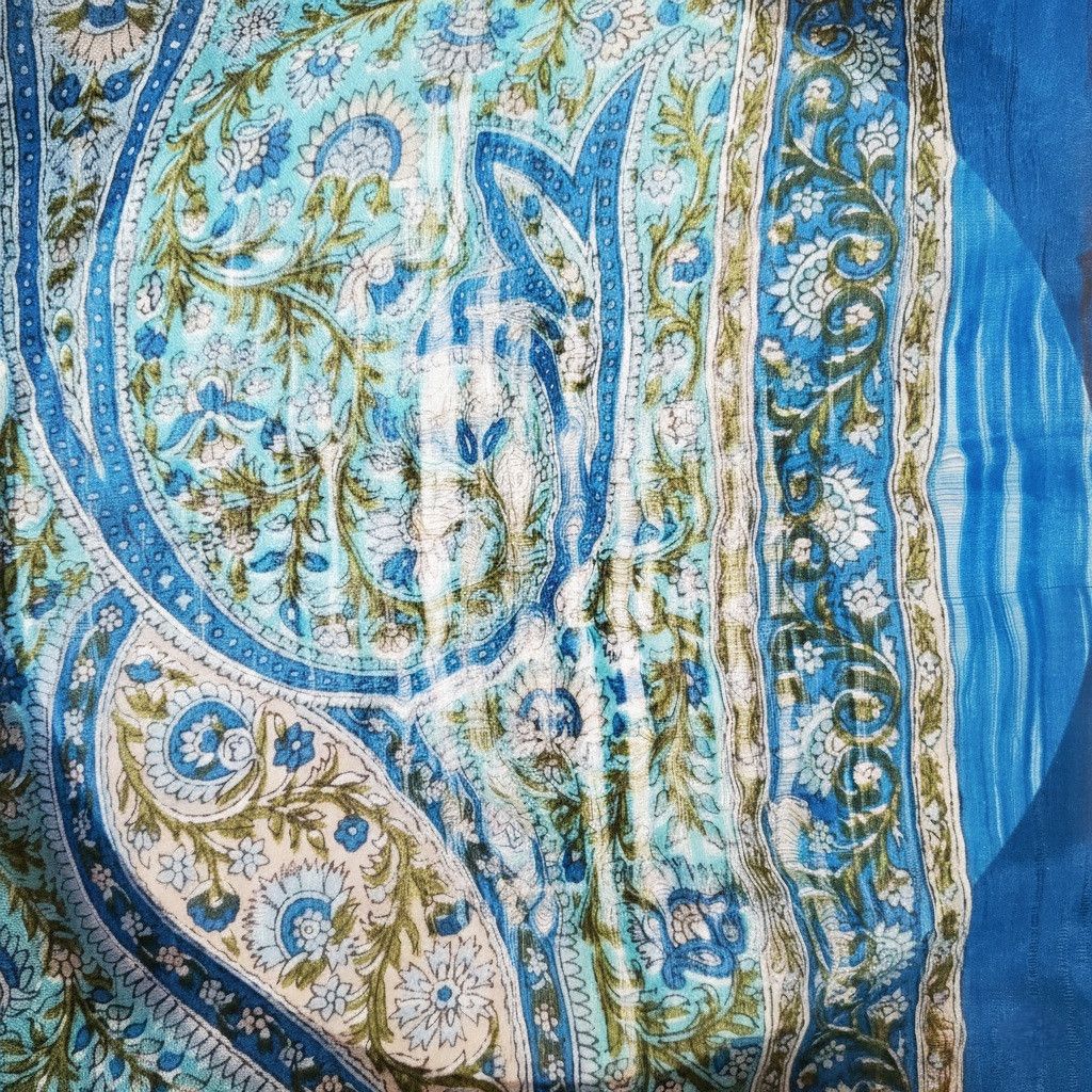 Other Made in India 68x19" Scarf 100% Silk Vintage Chiffon Size ONE SIZE - 8 Thumbnail