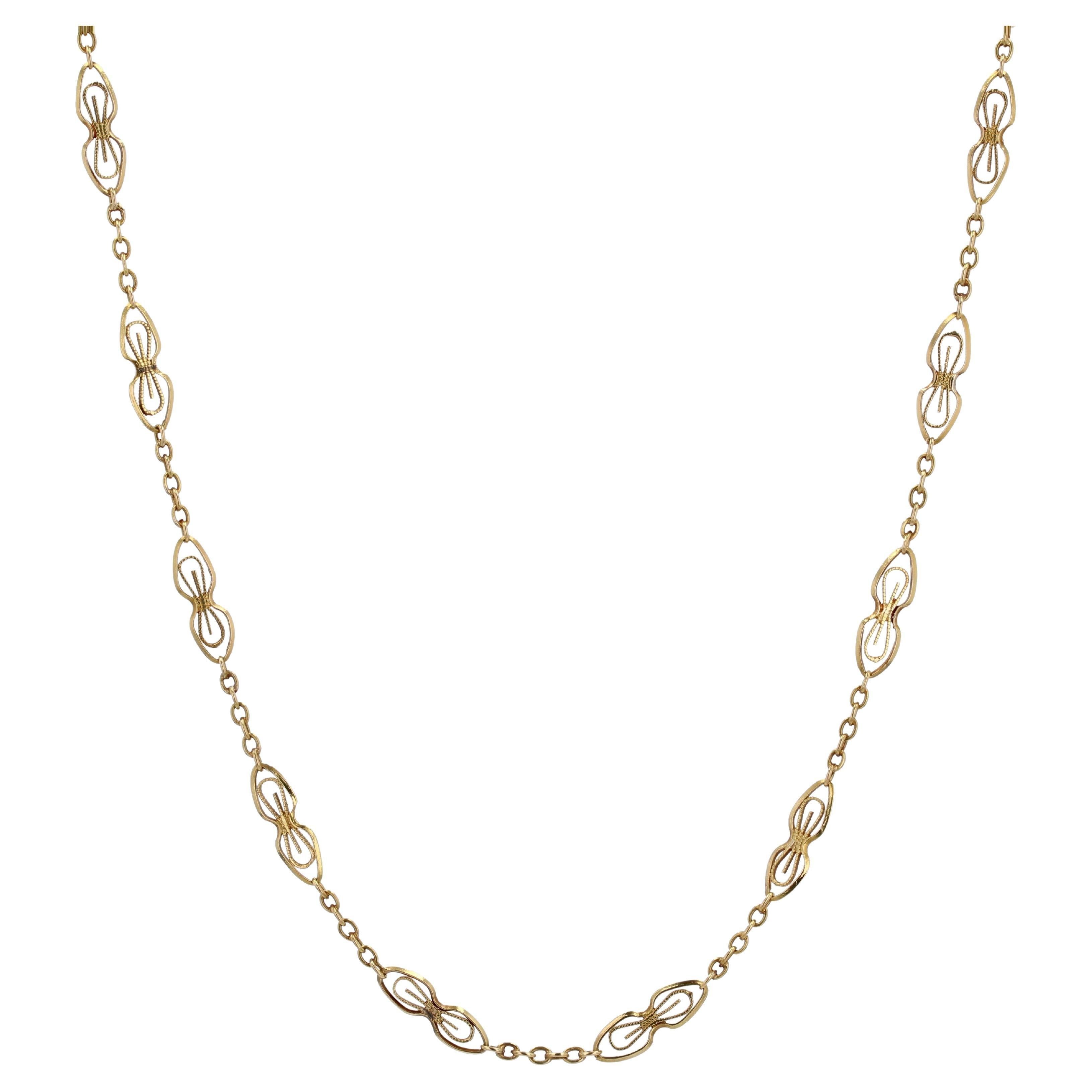 image of Vintage French 20Th Century 18 Karat Yellow Gold Openwork Chain, Women's