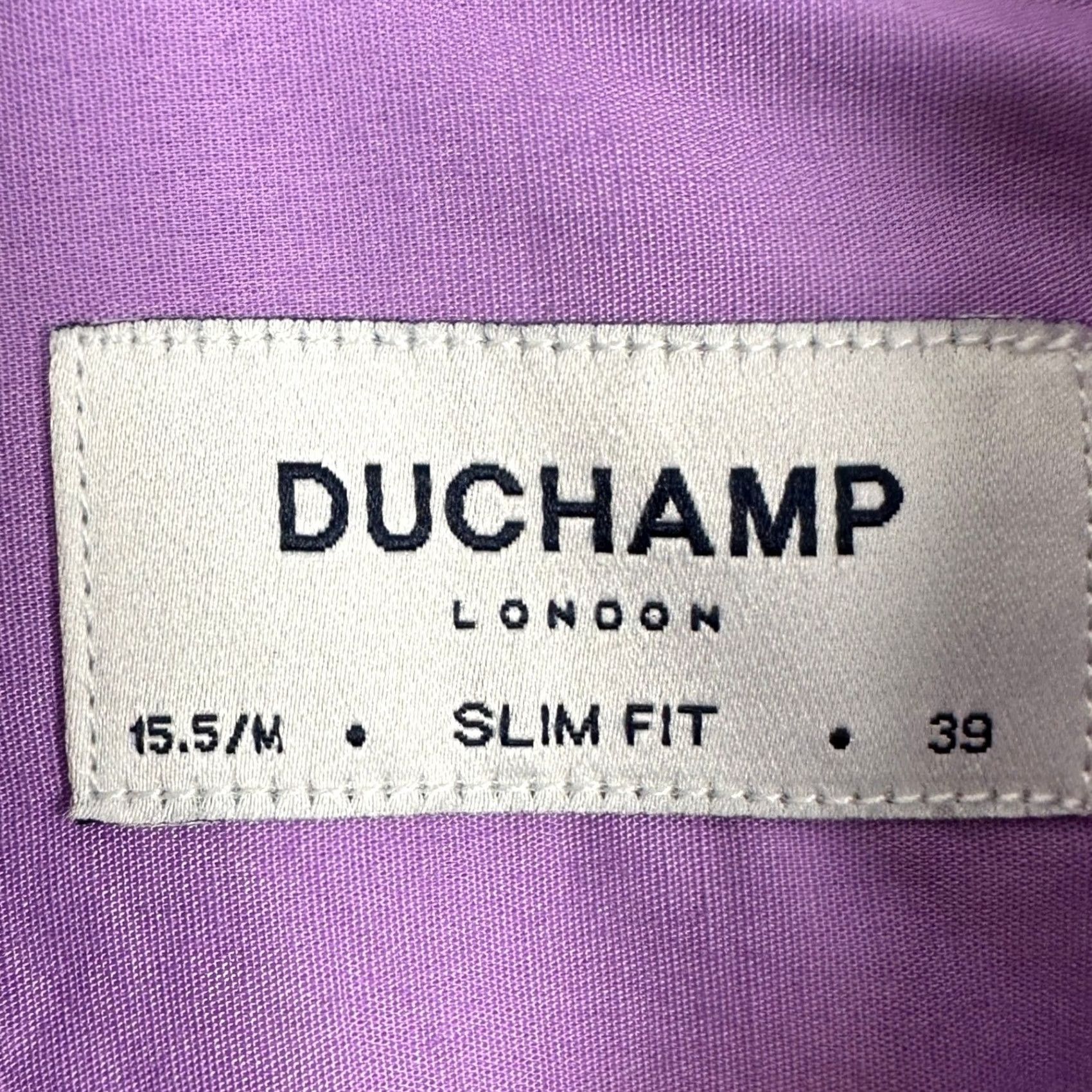 Vintage VINTAGE Duchamp London Mens Shirt Dress Purple Houndstooth Slim Fit Stretch EUC Size 42R - 5 Thumbnail