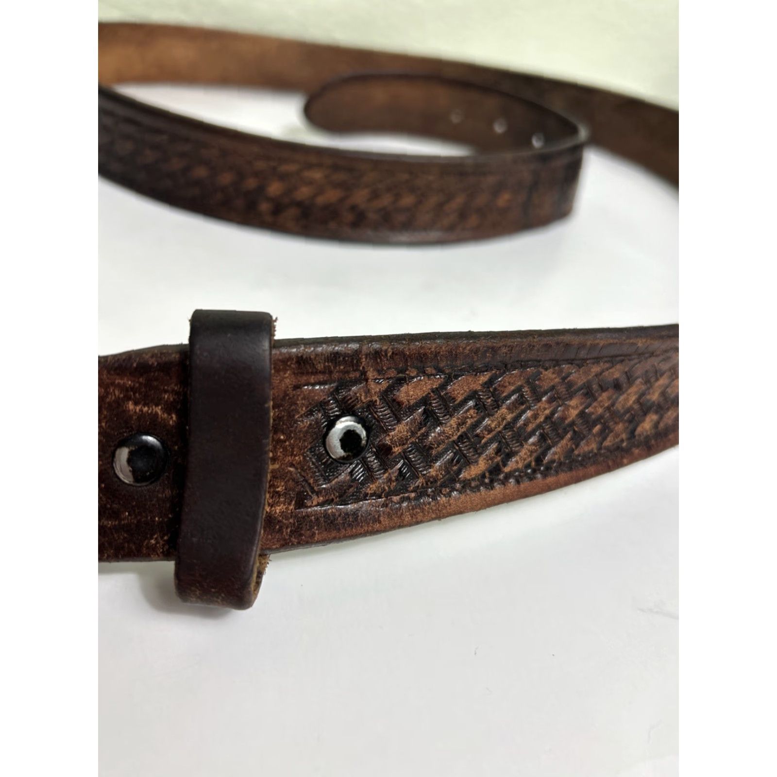 Vintage VINTAGE Brown Leather Wester Belt Mens Size 48 Unbranded Belt Men Brown Leather 48 Vintage Size ONE SIZE - 3 Thumbnail