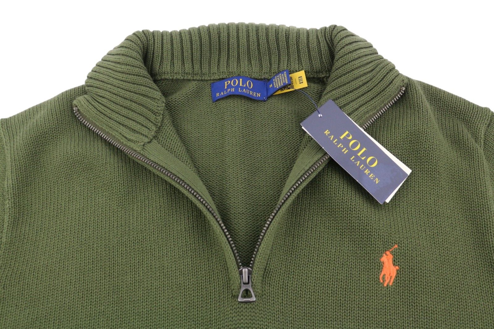 Ralph Lauren OLIVE M Half Zip Tight Knit Pullover Jumper 86924 Size US M / EU 48-50 / 2 - 4 Thumbnail
