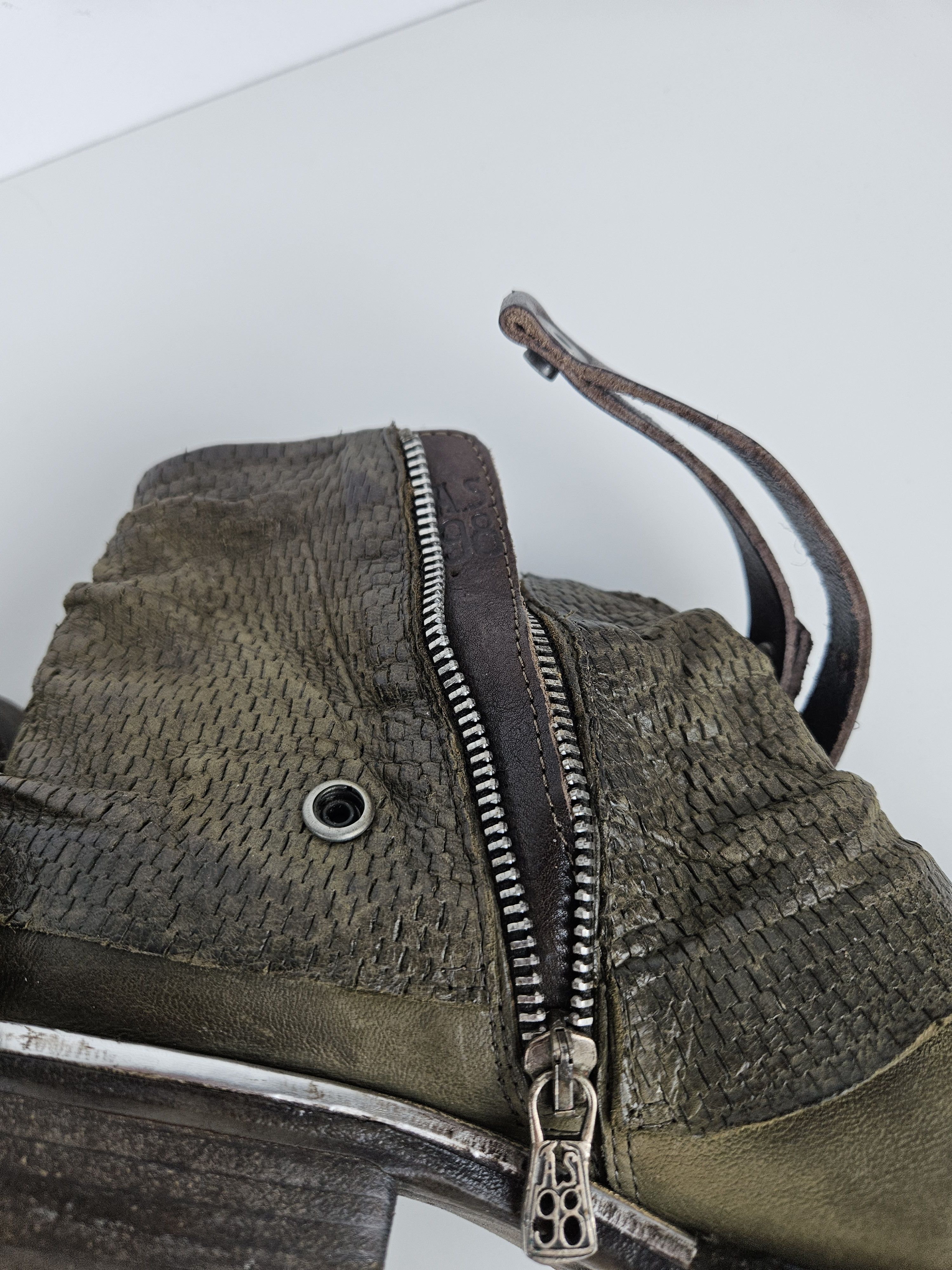 A.S.98 Archive AS98 olive leather bondage side zip ankle boots Size US 10 / IT 40 - 21 Thumbnail