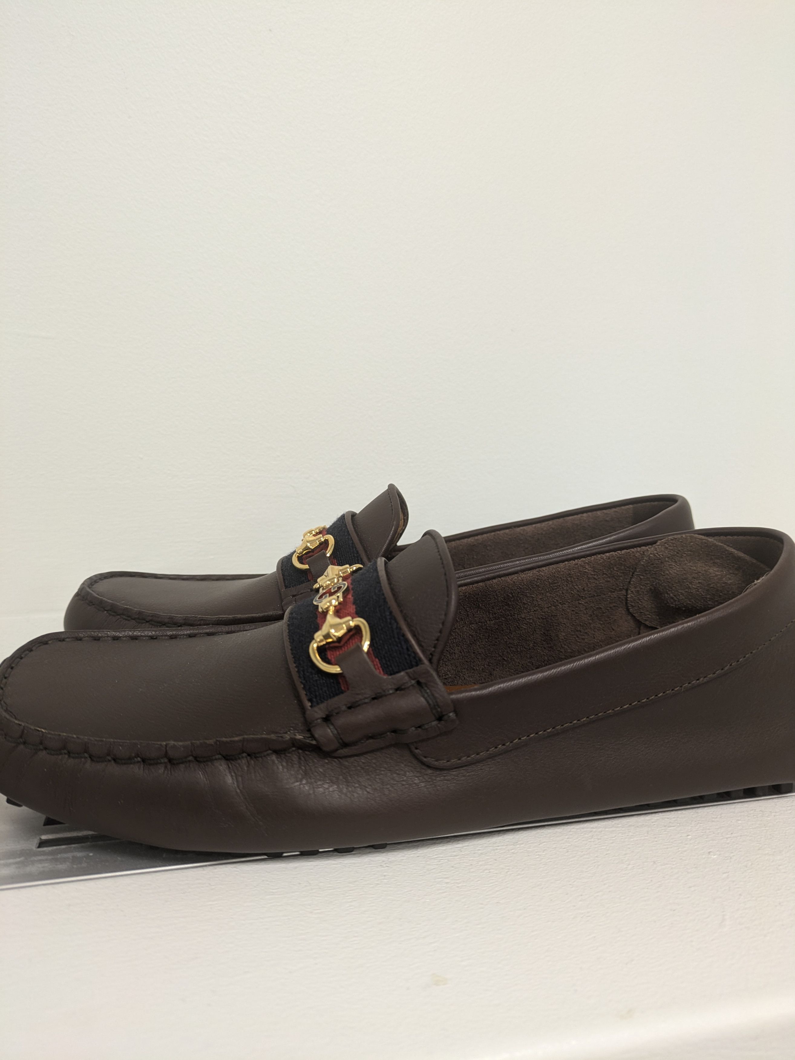 Gucci GUCCI Ayrton Webbing-Trimmed Horsebit Leather Driving Shoes Size US 8 / EU 41 - 2 Thumbnail