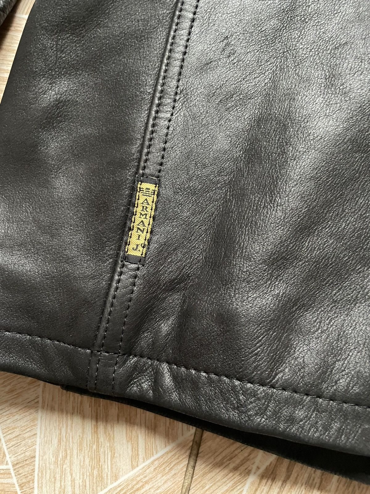 Armani × Vintage Vintage Armani Jeans Simin T Quilted Genuine Leather Jacket Size US L / EU 52-54 / 3 - 11 Thumbnail