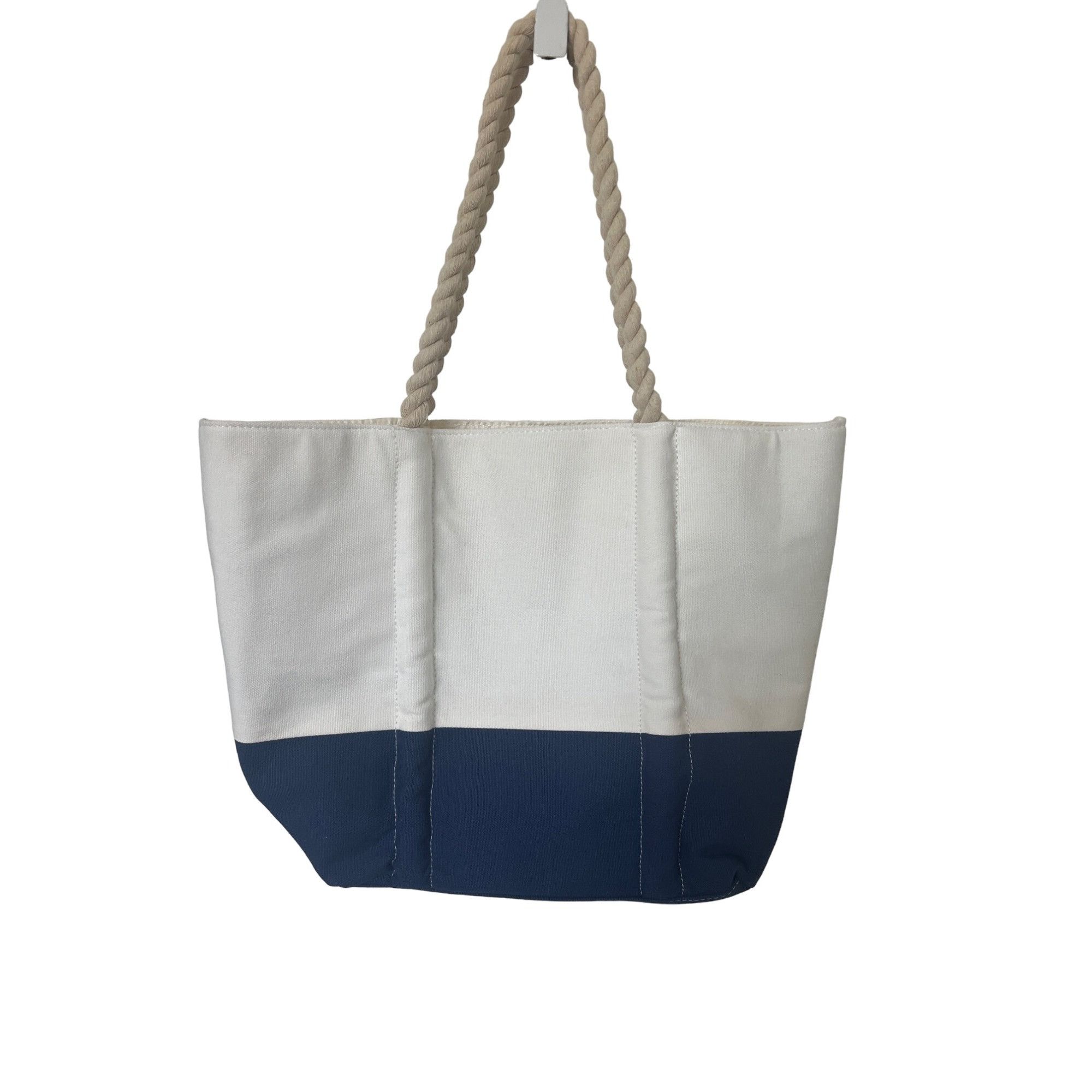 Neiman Marcus Neiman Marcus Nautical Beach Tote Navy & White Canvas With R Size ONE SIZE - 2 Thumbnail