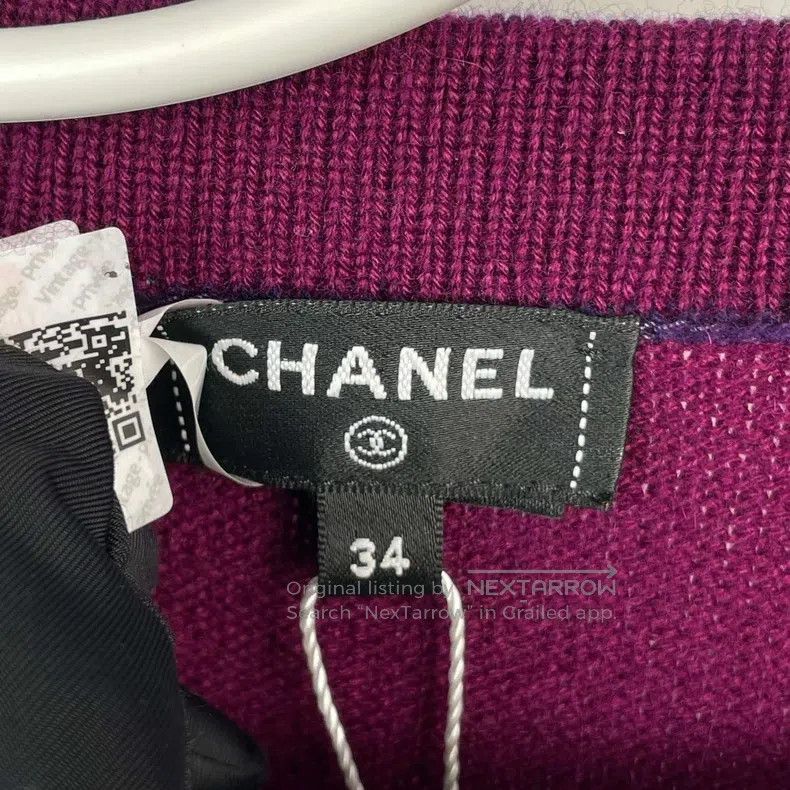 Chanel Chanel 23B Purple Cashmere Cardigan coat Size XXS / US 00 / IT 34 - 5 Thumbnail